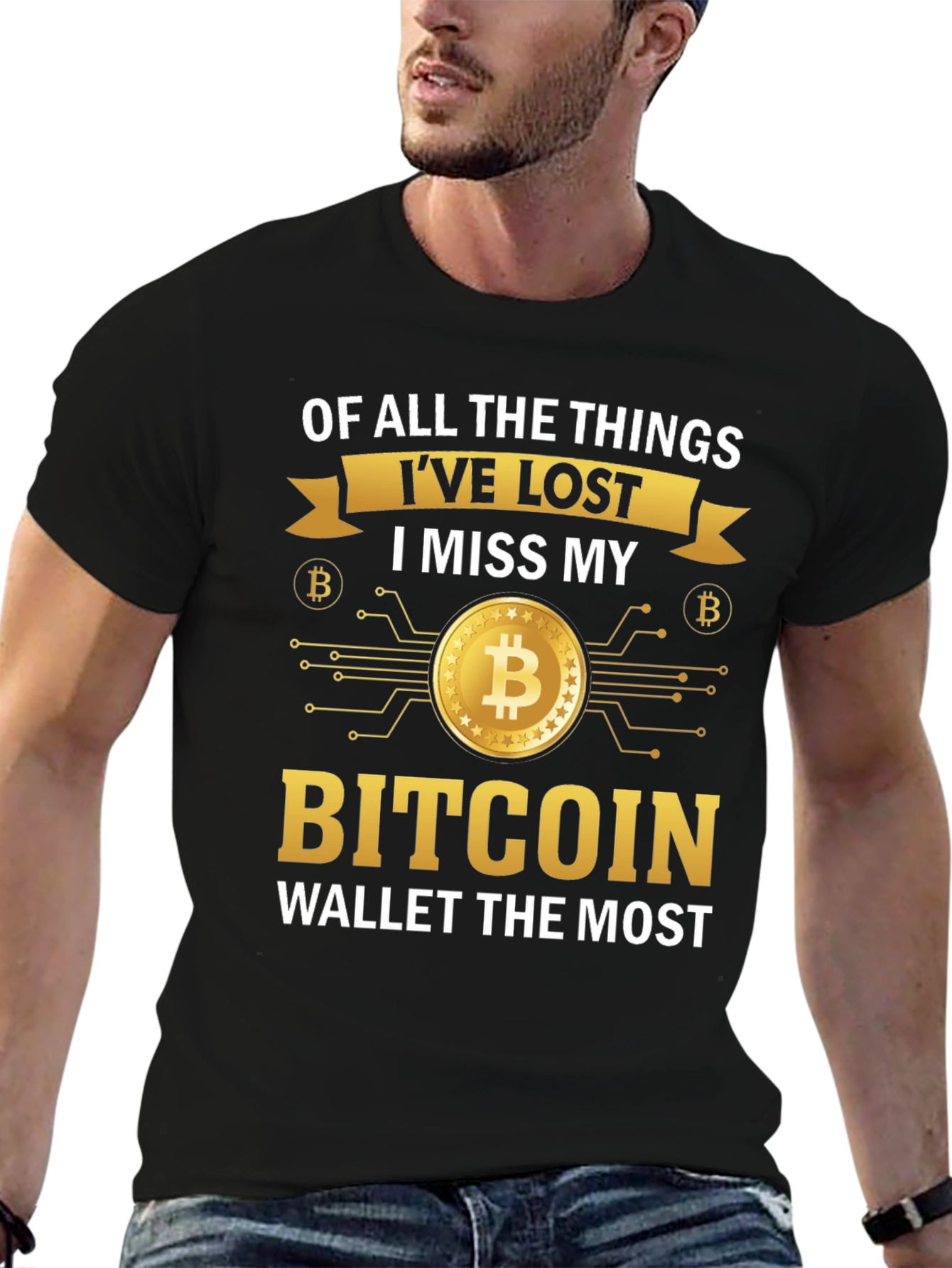 Bitcoin Wallet Lost T-Shirt Crypto Currency Funny Tee