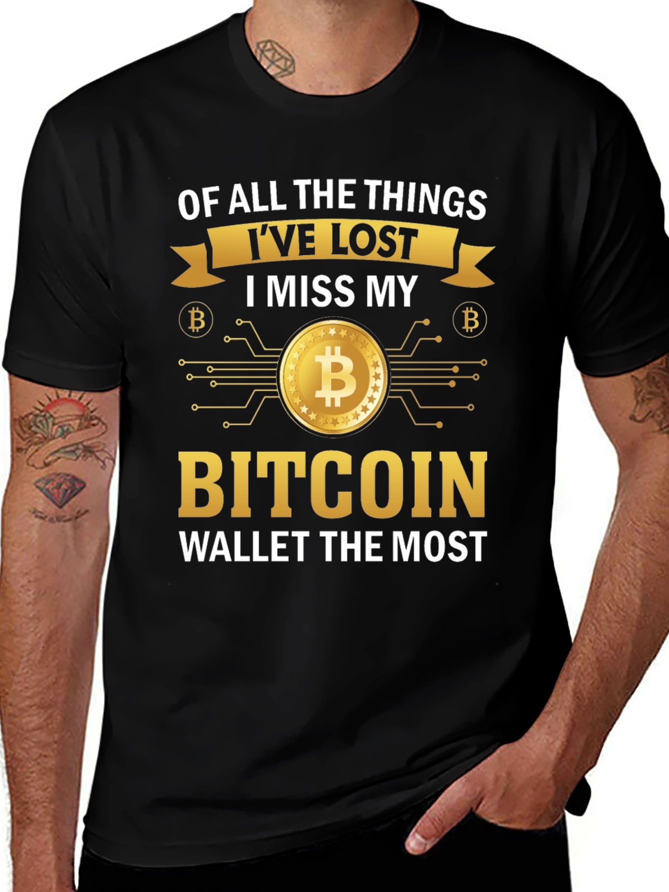 Bitcoin Wallet Lost T-Shirt Crypto Currency Funny Tee