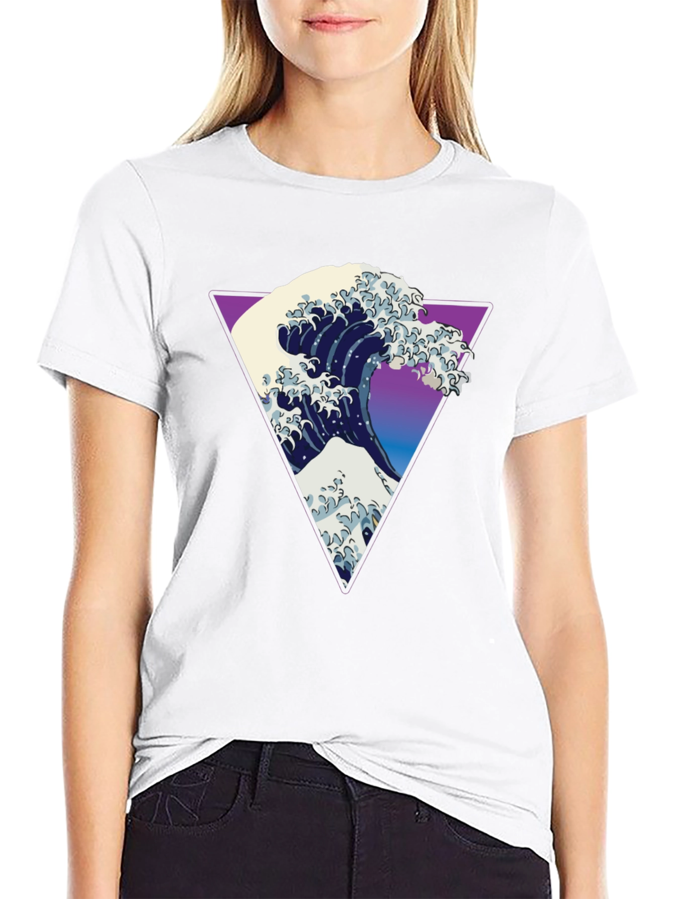 Great Wave Triangle Graphic Tee - Modern Art Shirt
