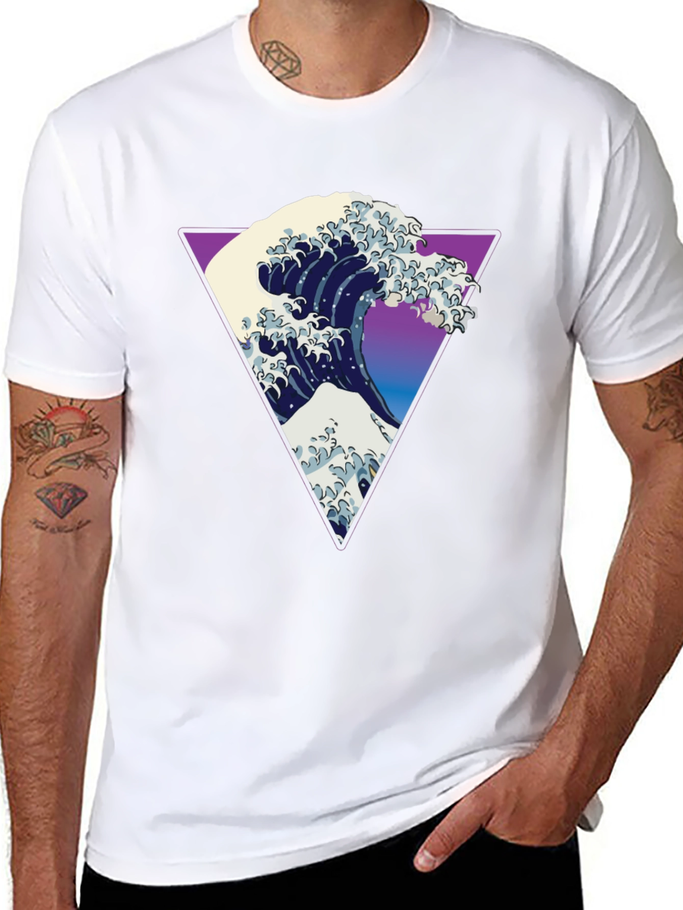 Great Wave Triangle Graphic Tee - Modern Art Shirt