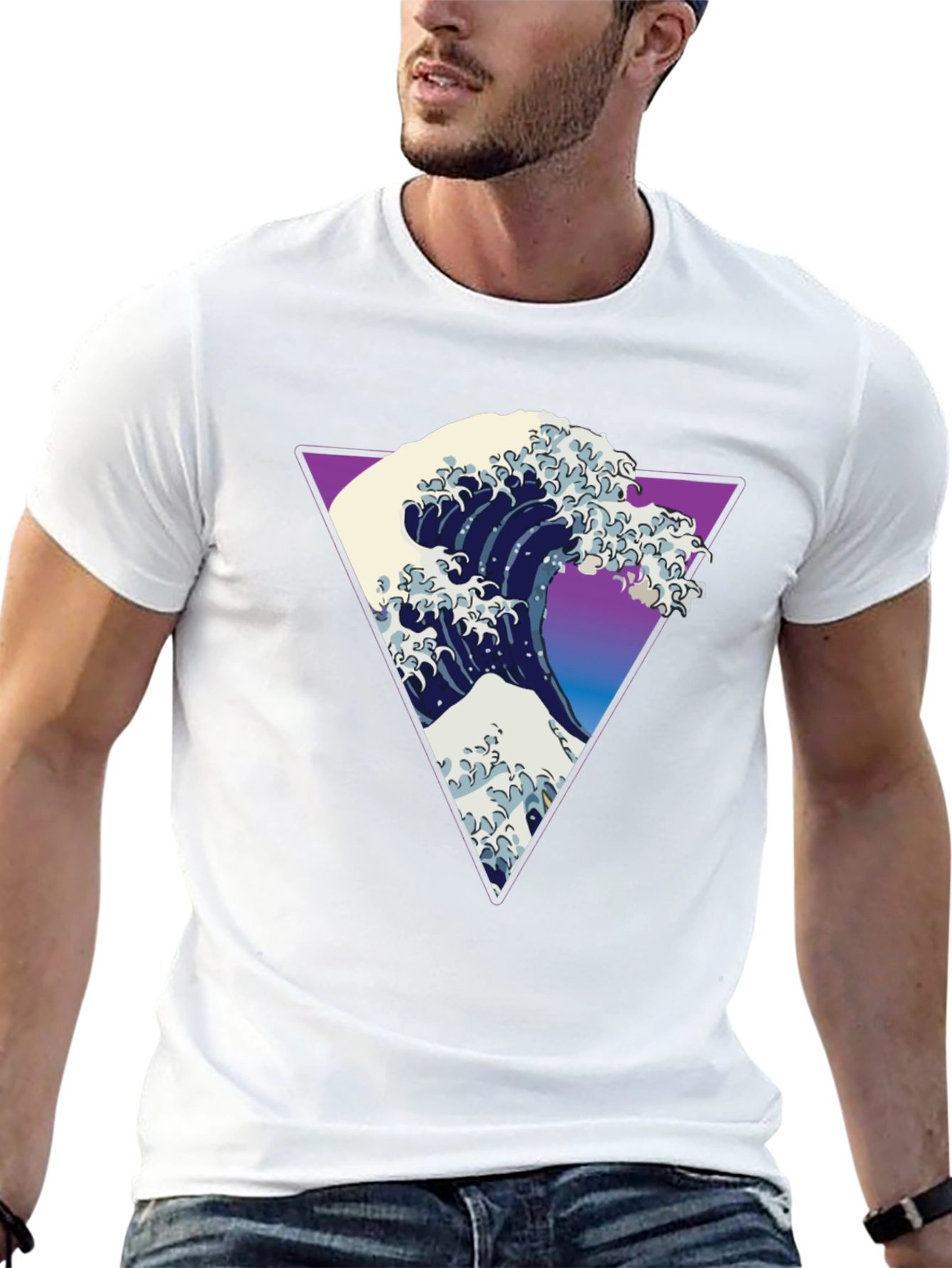 Great Wave Triangle Graphic Tee - Modern Art Shirt