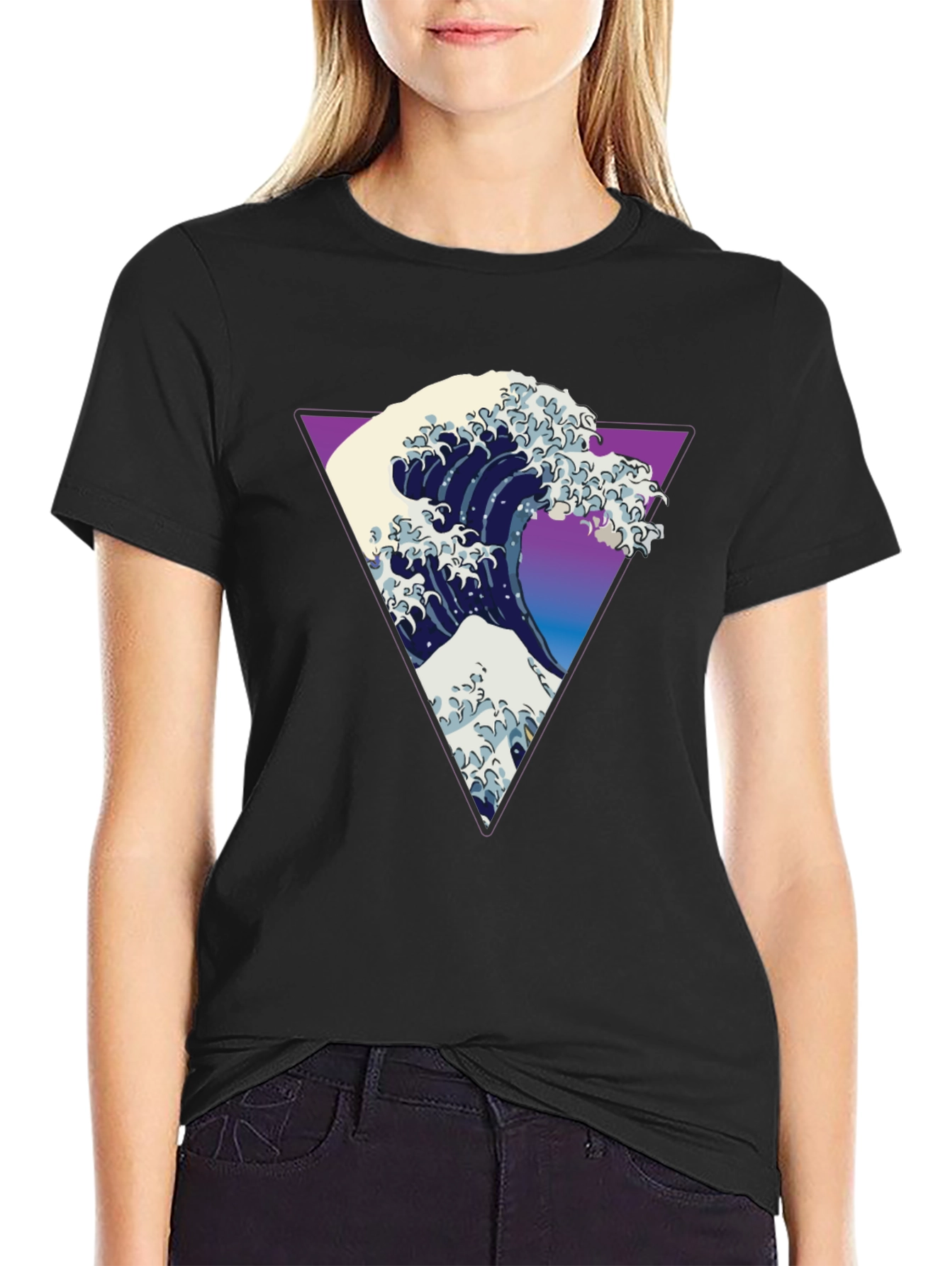 Great Wave Triangle Graphic Tee - Modern Art Shirt