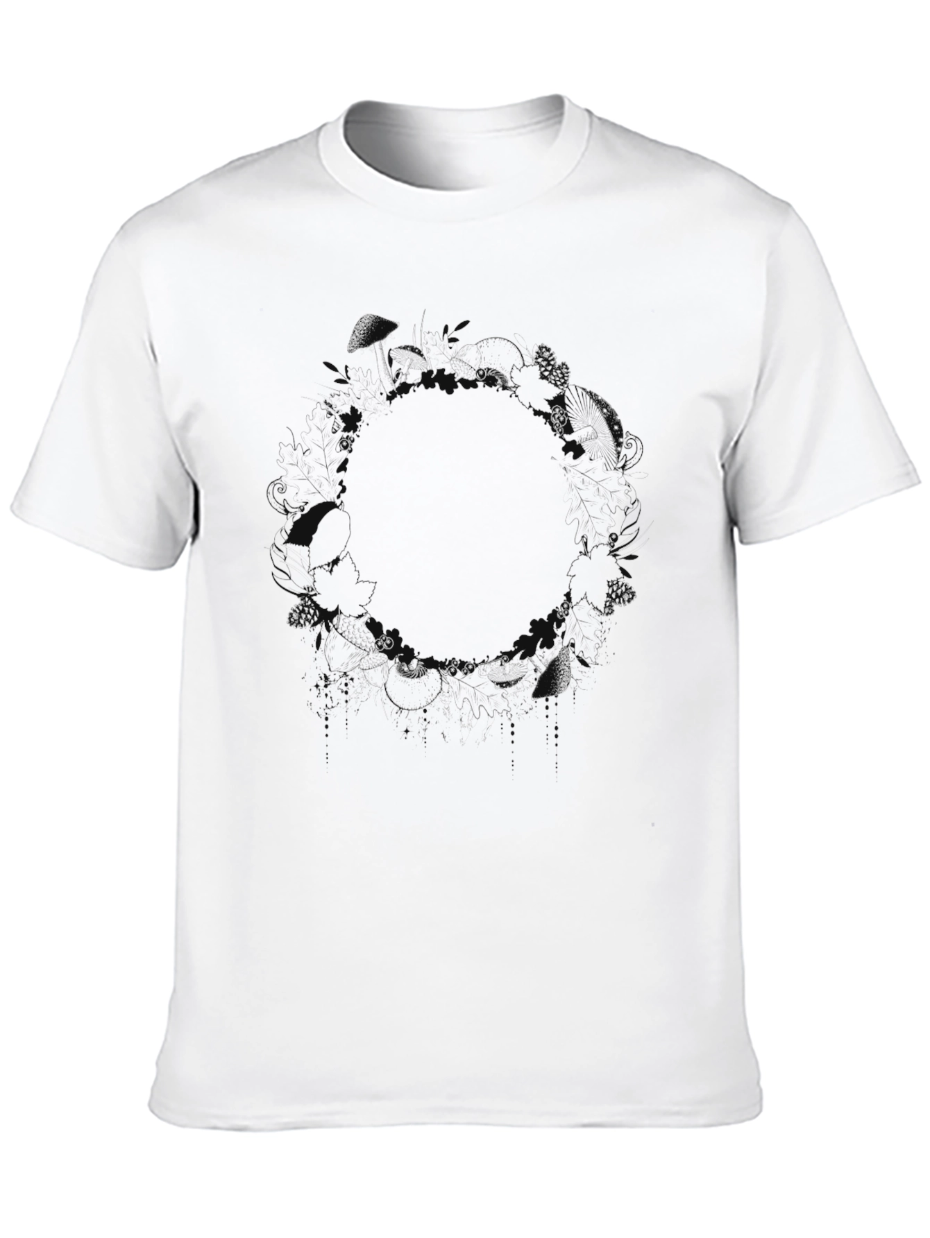 Mens Black Crew Neck Graphic T-Shirt