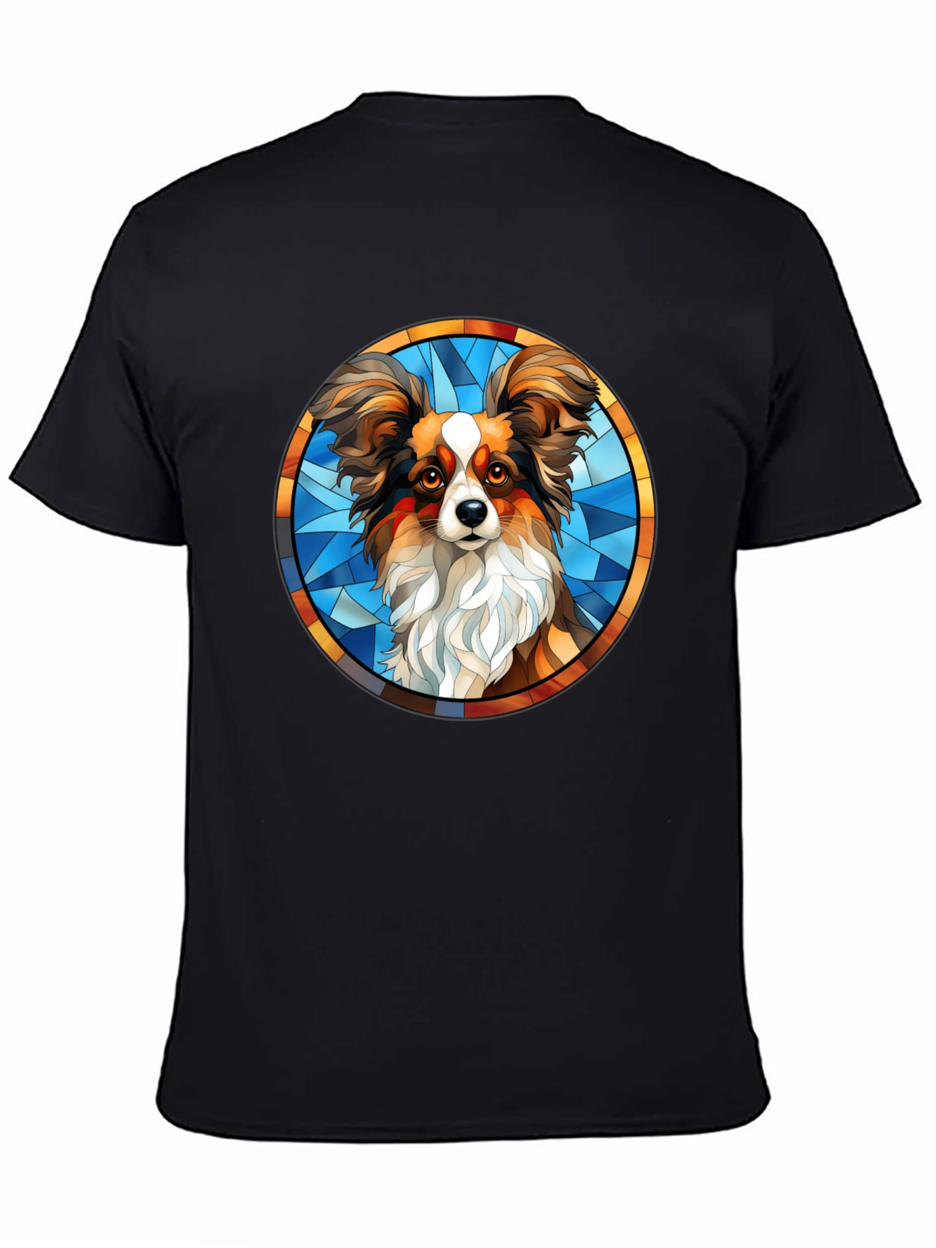Papillon Dog Stained Glass T-Shirt