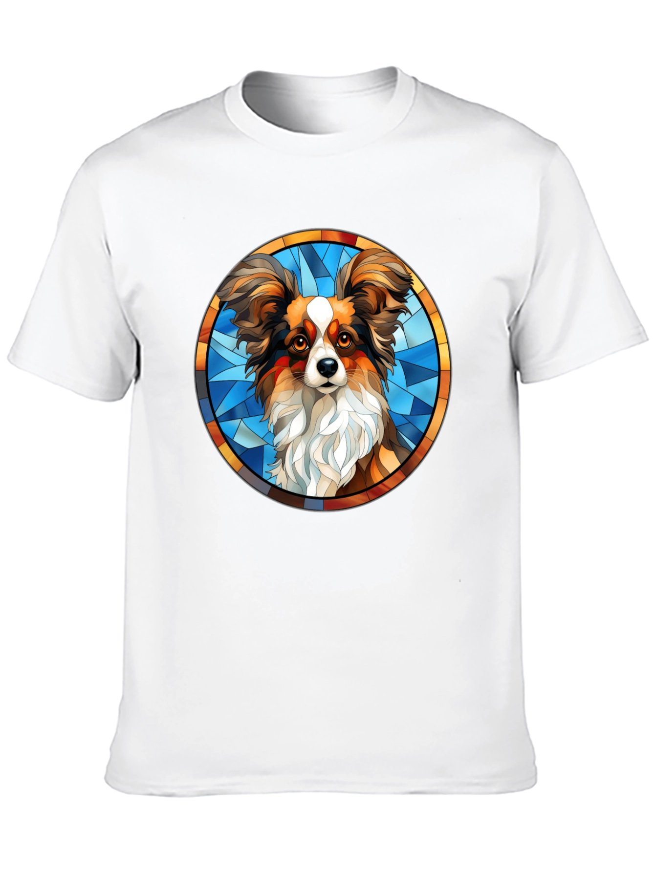 Papillon Dog Stained Glass T-Shirt