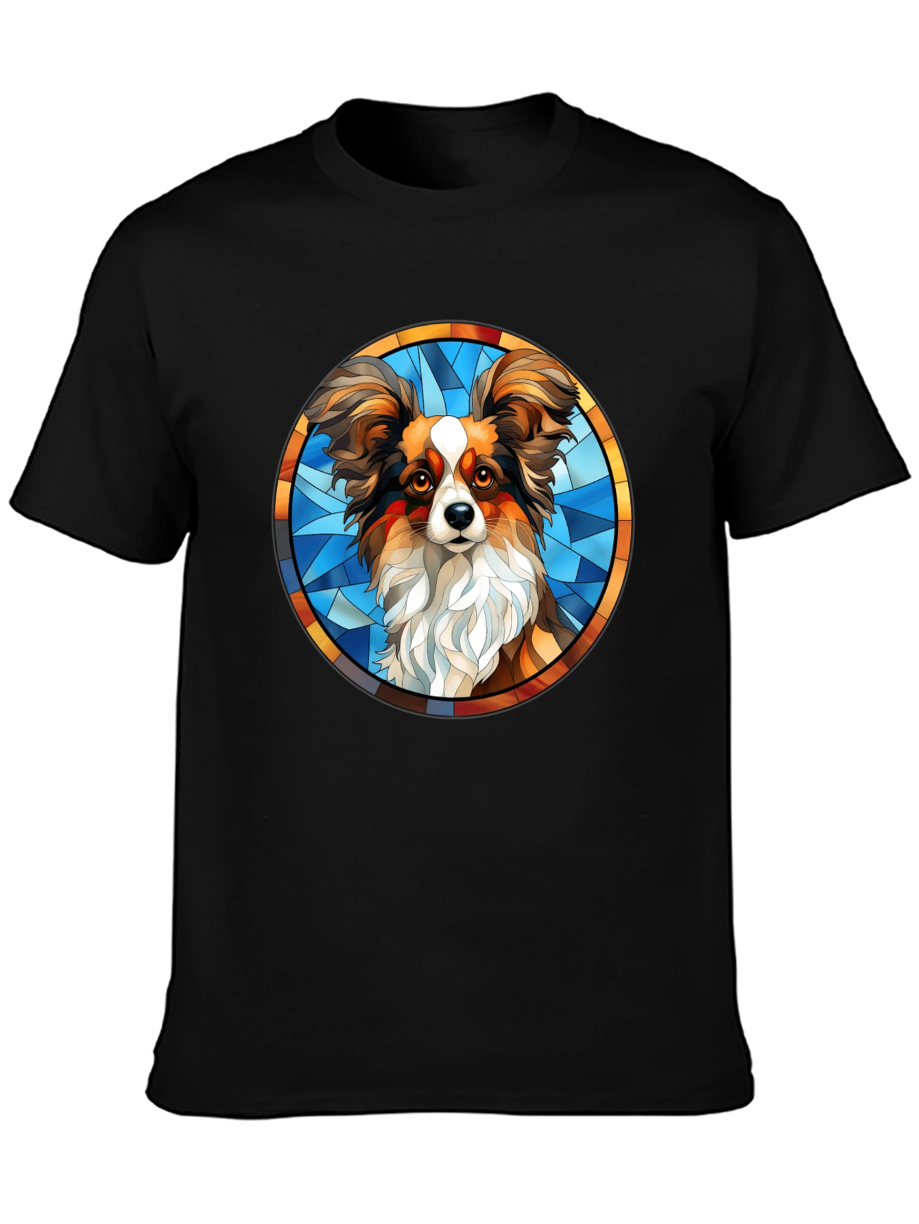 Papillon Dog Stained Glass T-Shirt
