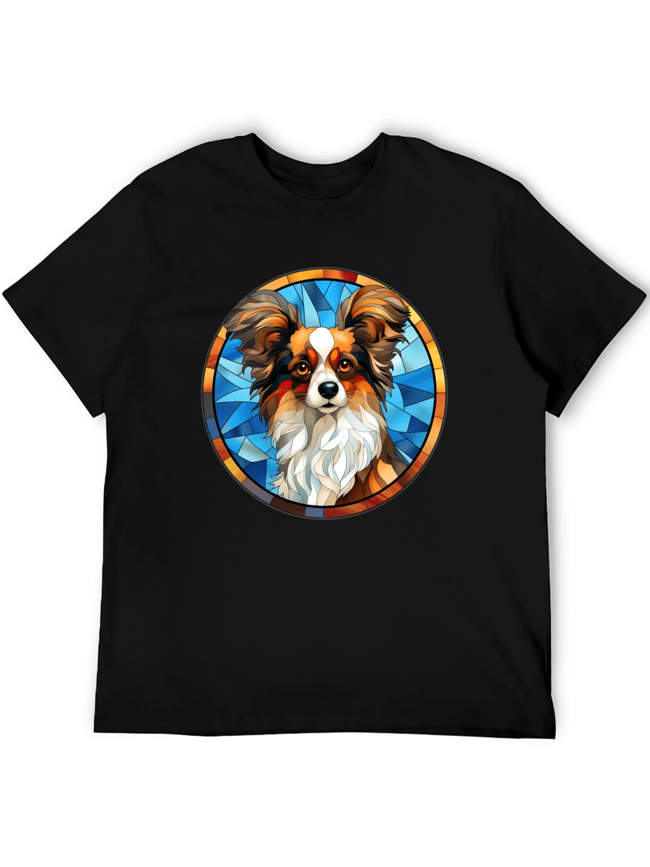 Papillon Dog Stained Glass T-Shirt