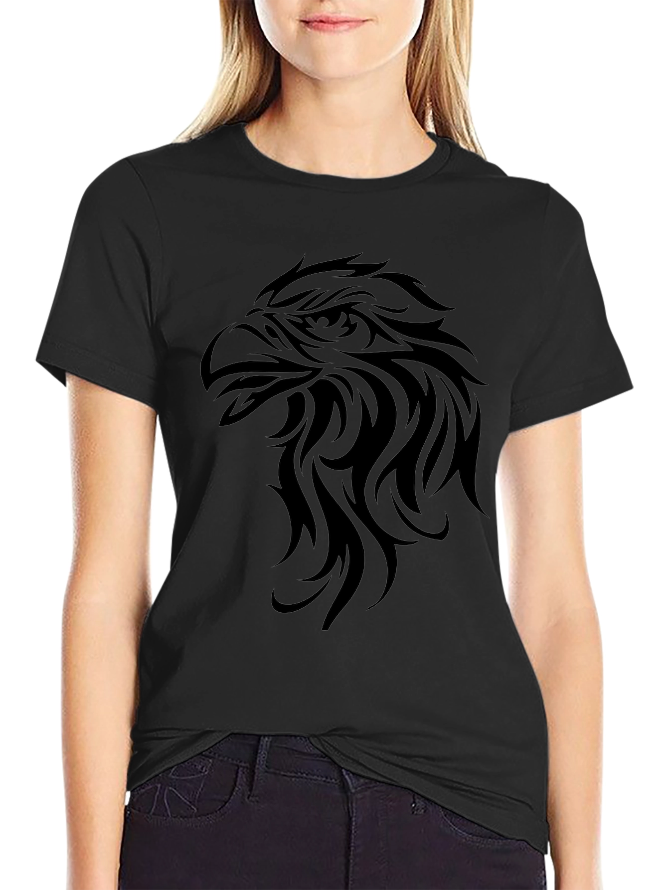 Mens Black T-Shirt with Eagle Design