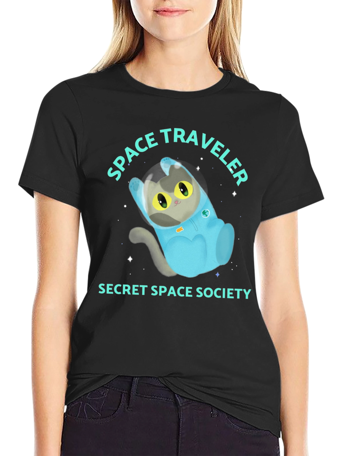 Space Traveler Cat Graphic Tee - Secret Society