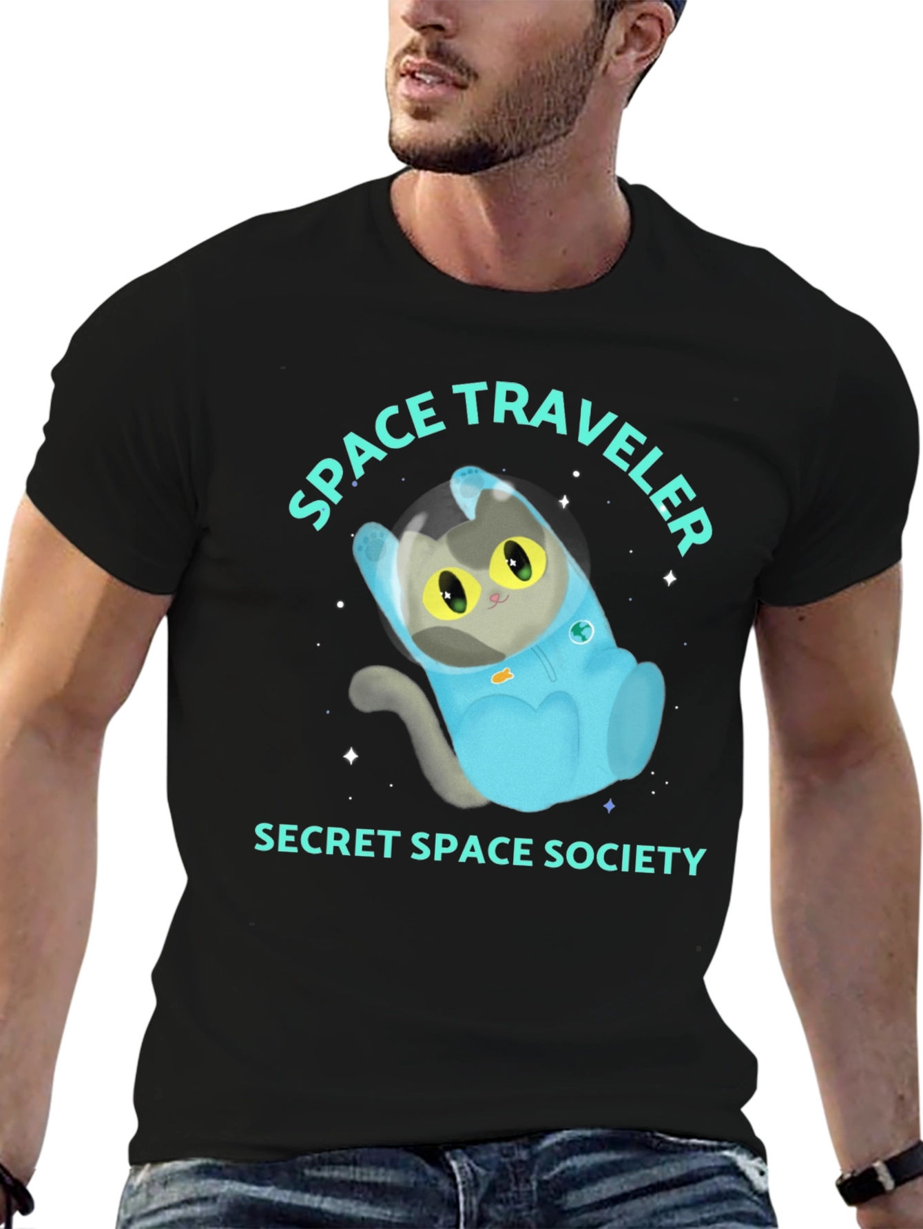 Space Traveler Cat Graphic Tee - Secret Society