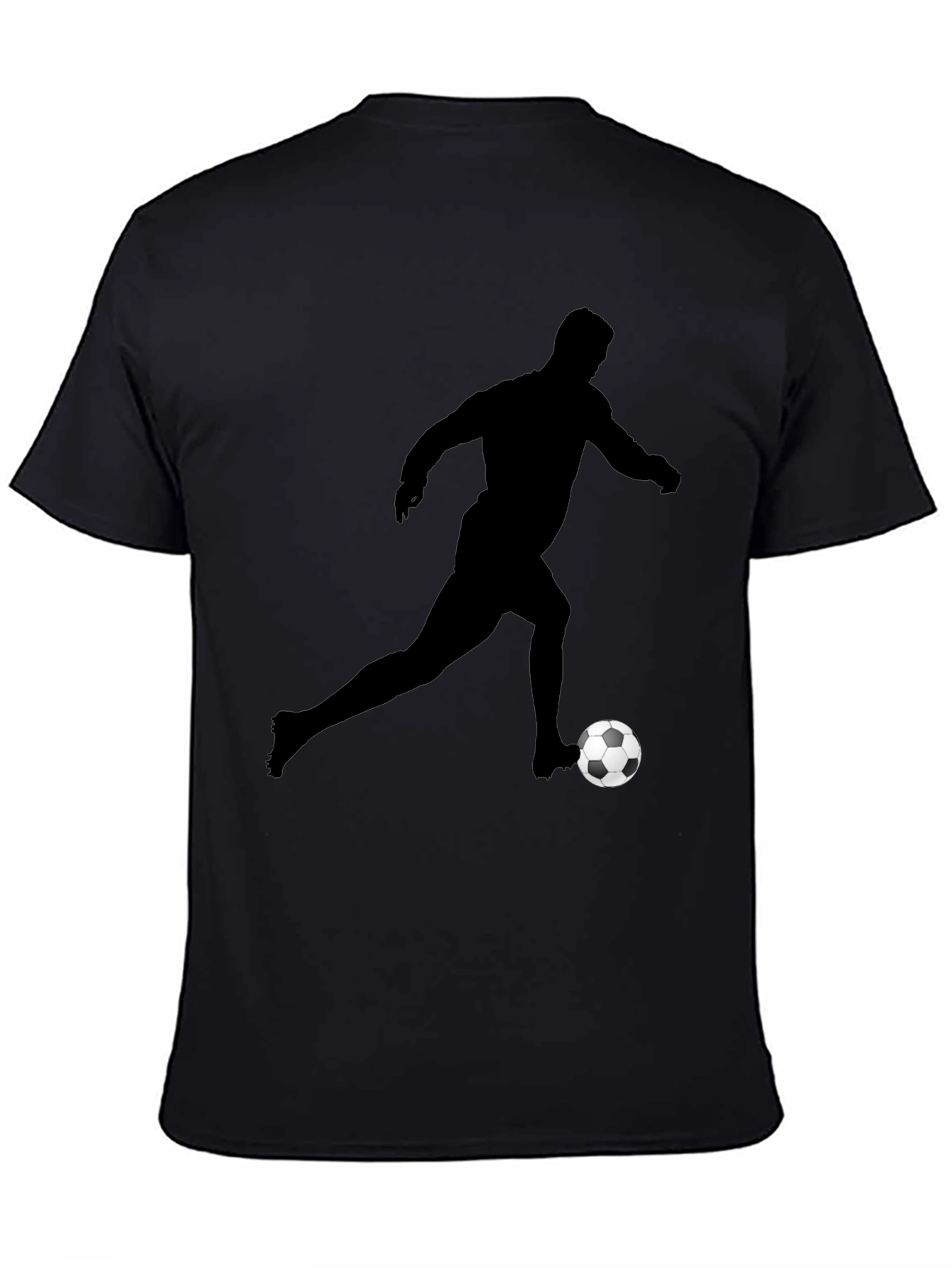 Soccer Player Graphic Tee - Black Cotton Shirt