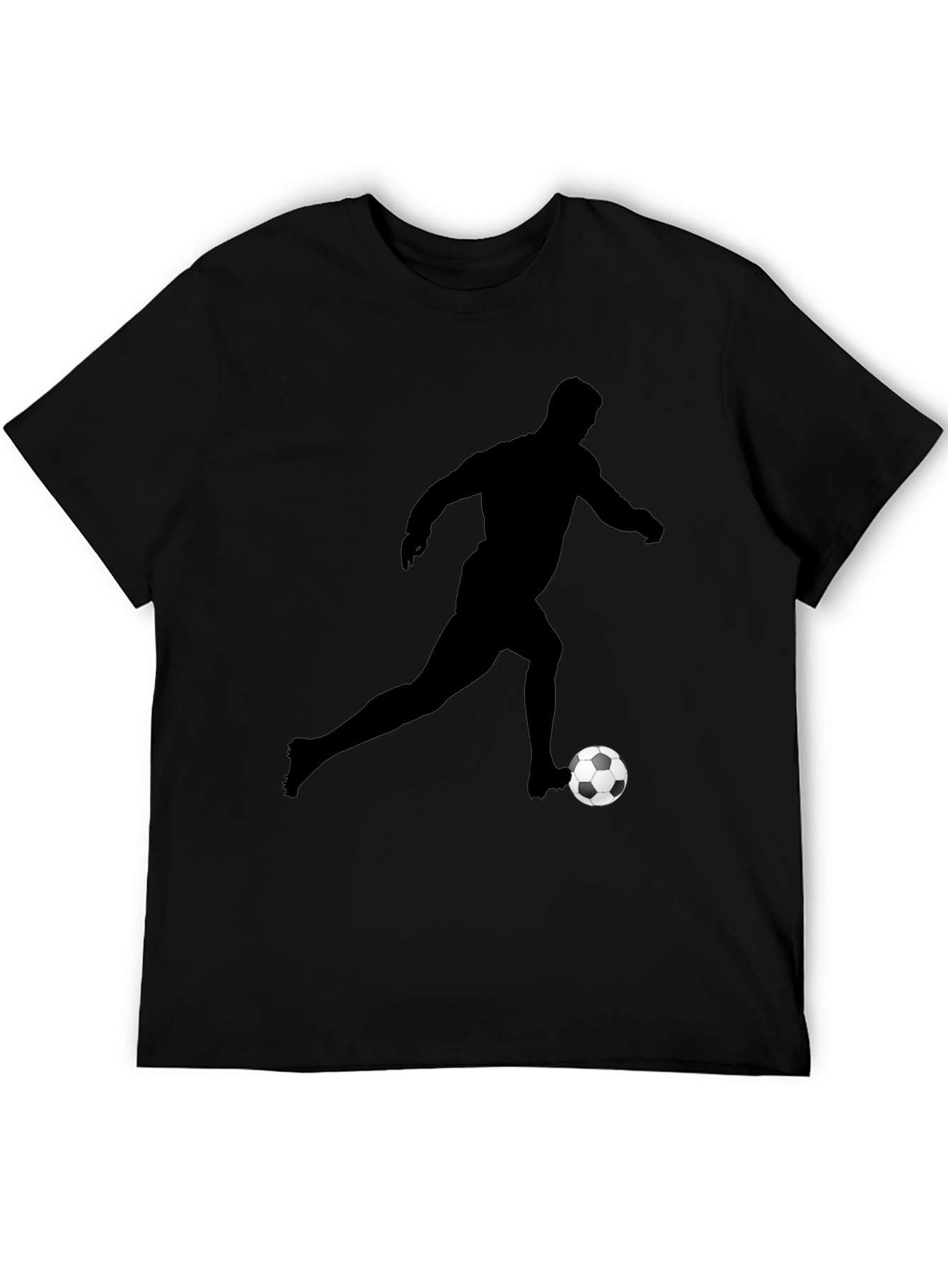 Soccer Player Graphic Tee - Black Cotton Shirt