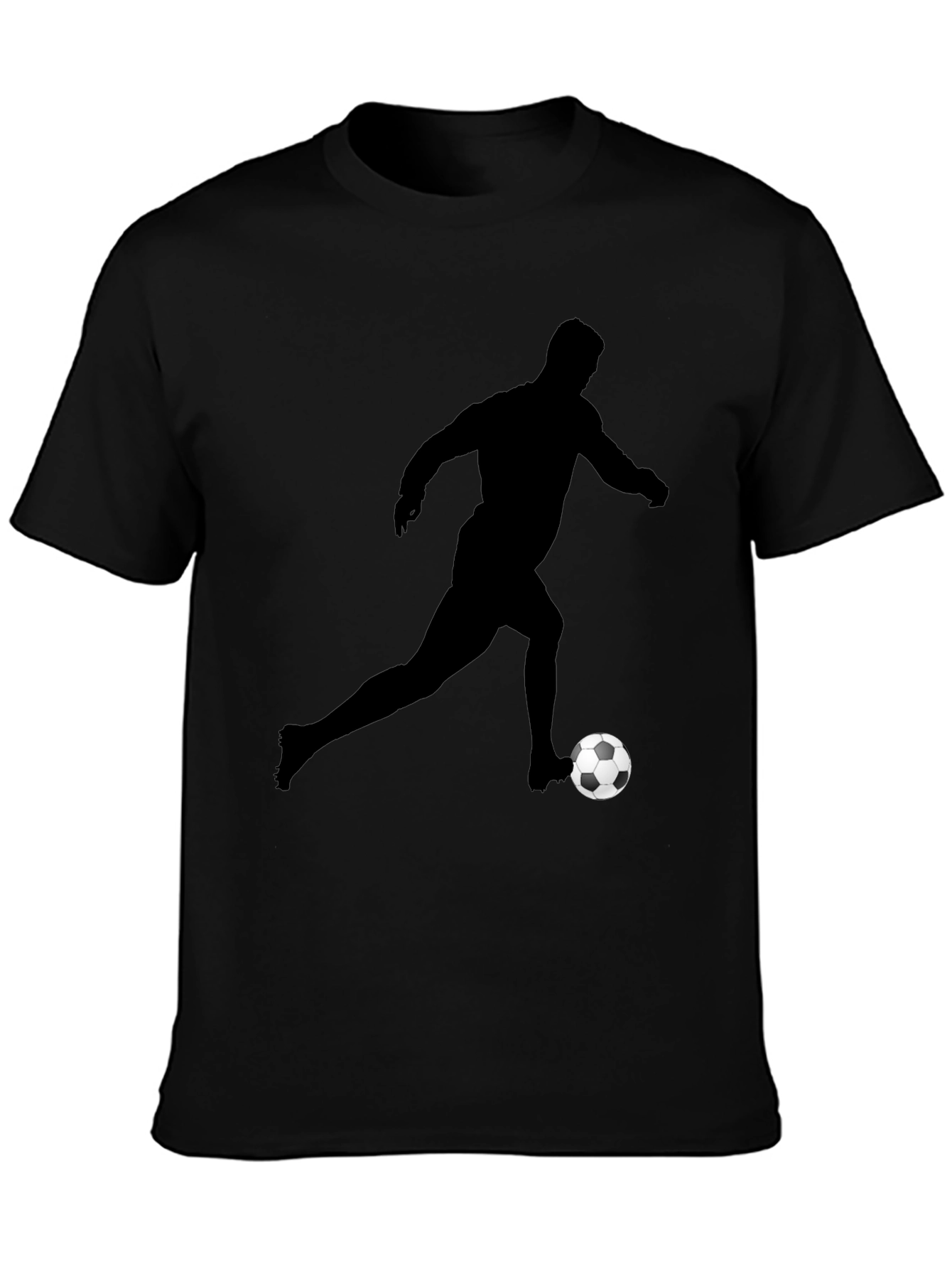 Soccer Player Graphic Tee - Black Cotton Shirt
