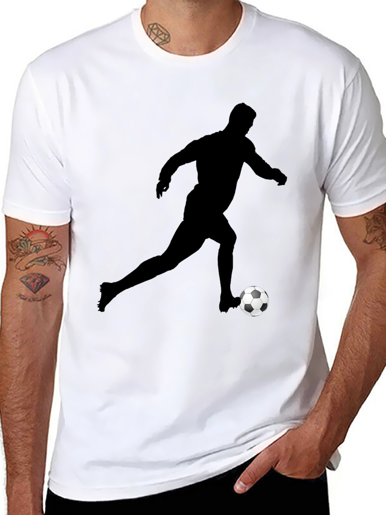 Soccer Player Graphic Tee - Black Cotton Shirt