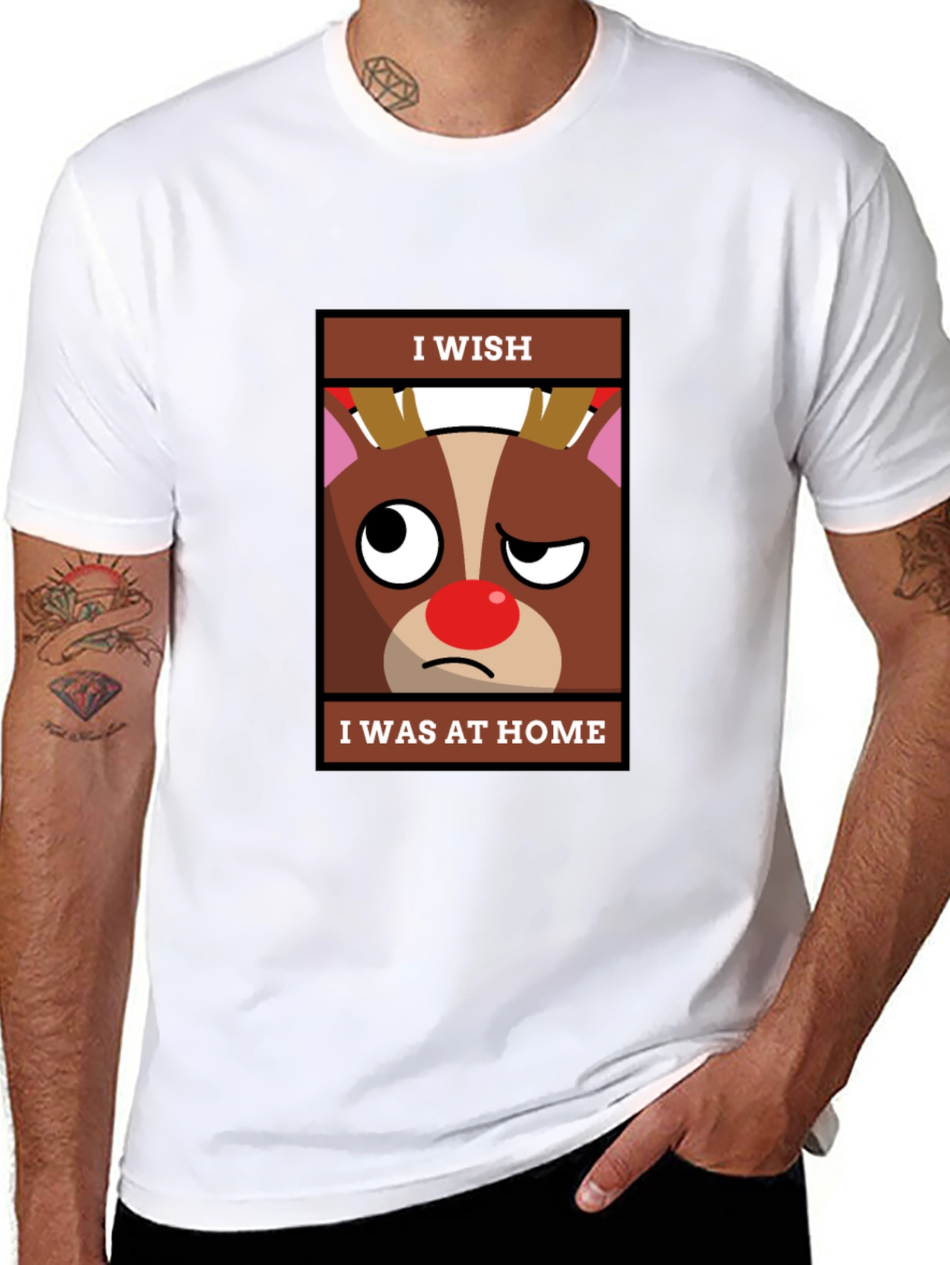 I Wish I Was At Home Funny Christmas T-Shirt