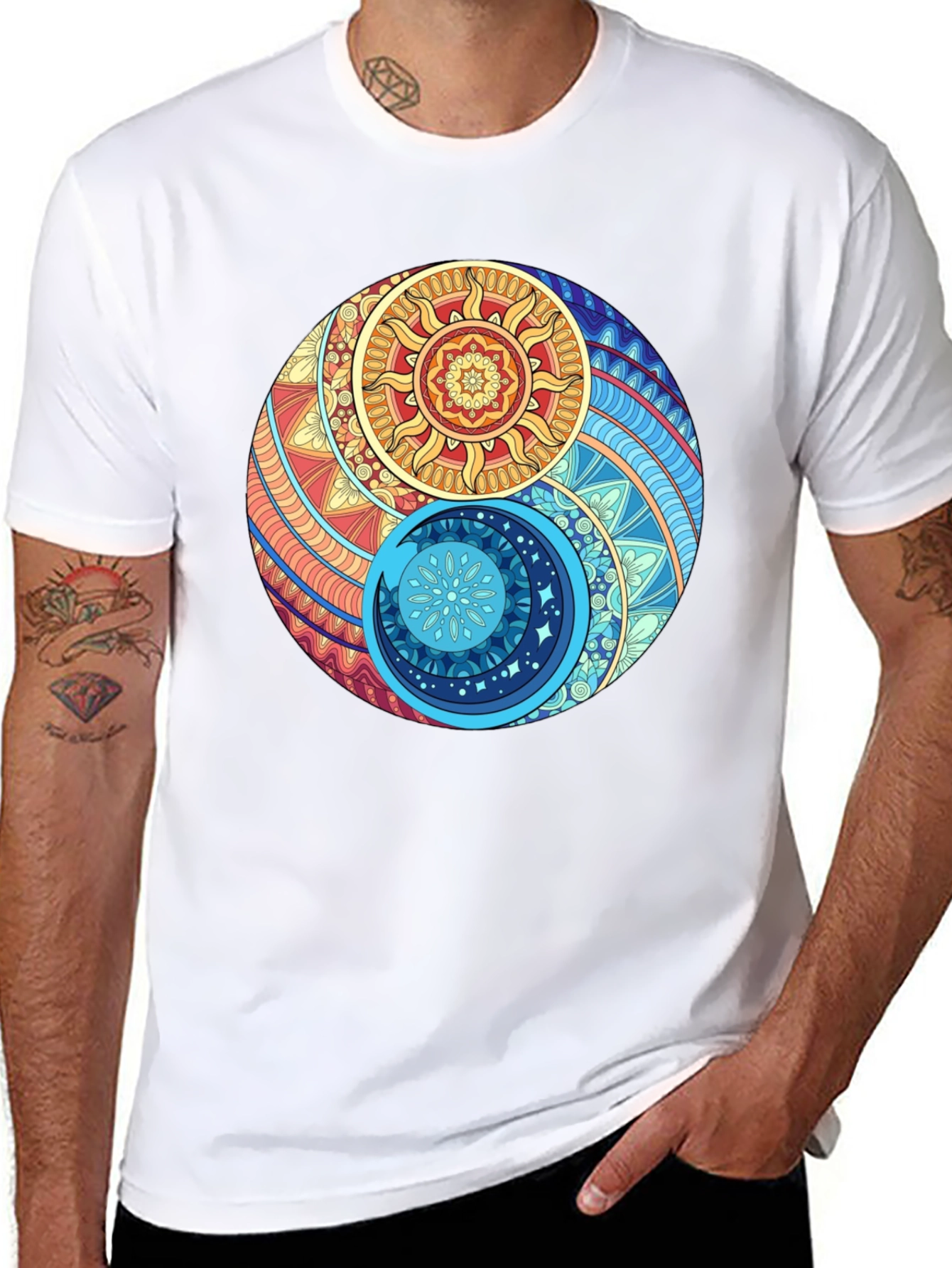 Yin Yang Sun and Moon Graphic T-Shirt