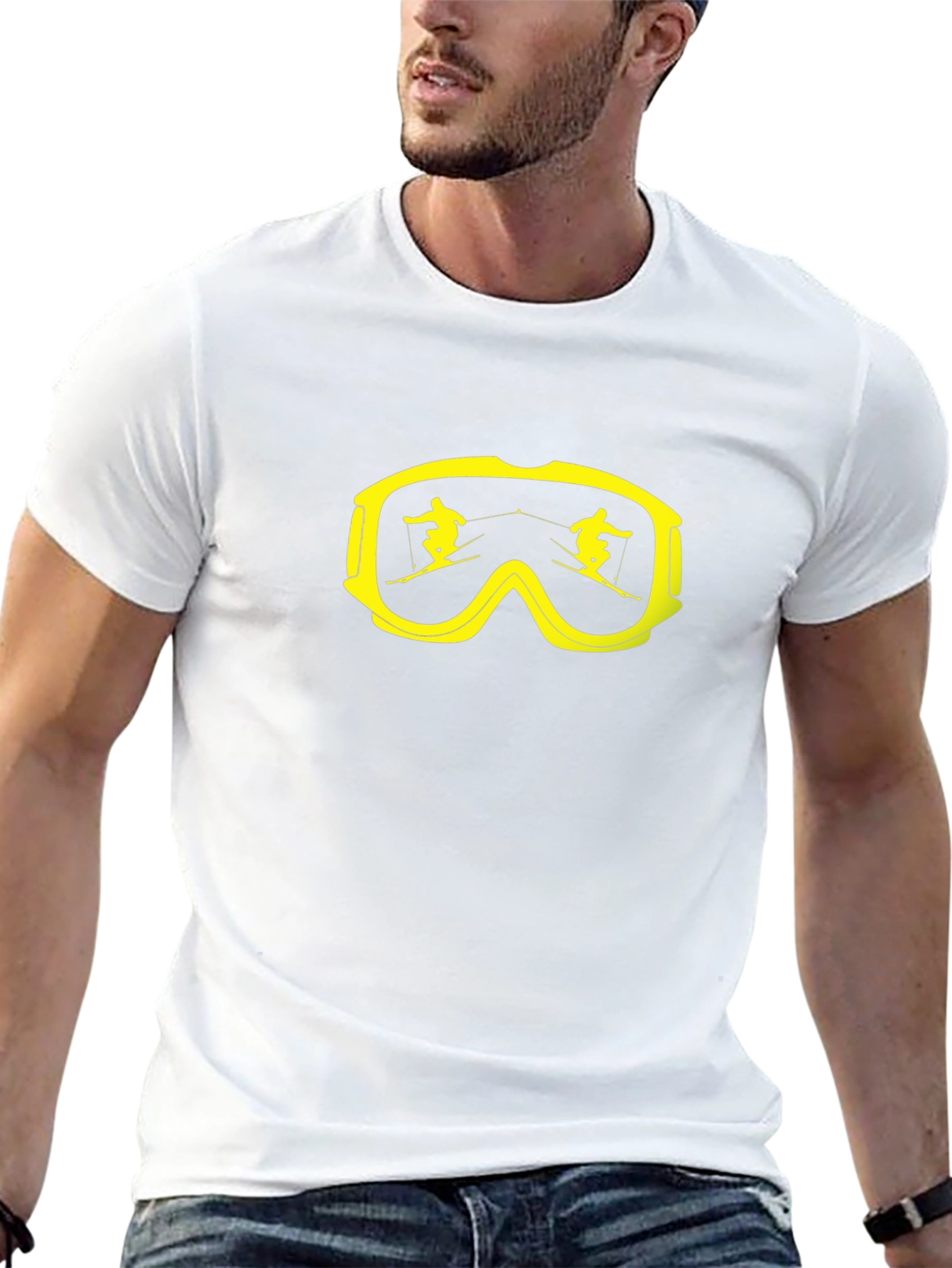 Ski Goggles Graphic Tee - Black Cotton T-Shirt