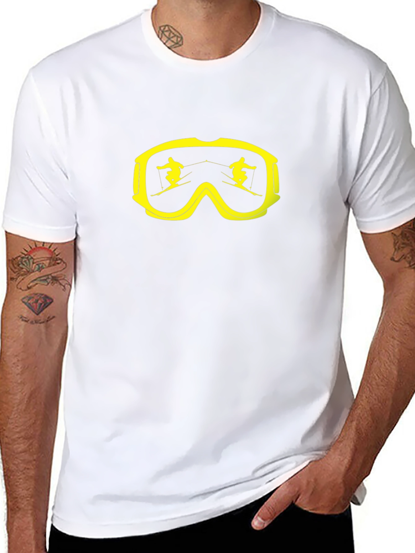 Ski Goggles Graphic Tee - Black Cotton T-Shirt