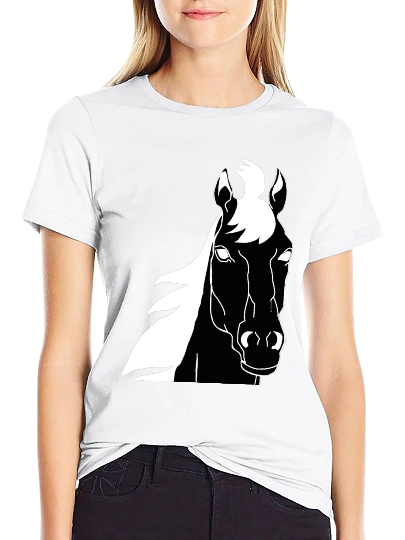 Black Horse Graphic Tee - Stylish Mens T-Shirt