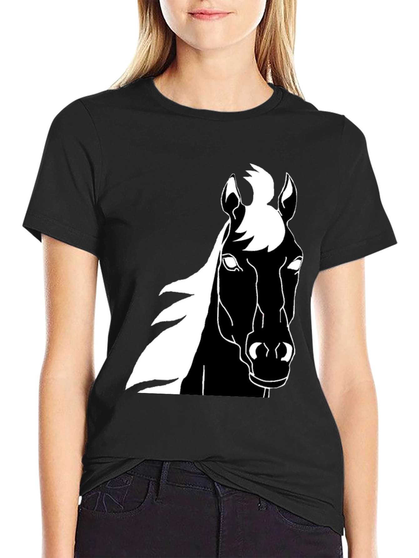 Black Horse Graphic Tee - Stylish Mens T-Shirt