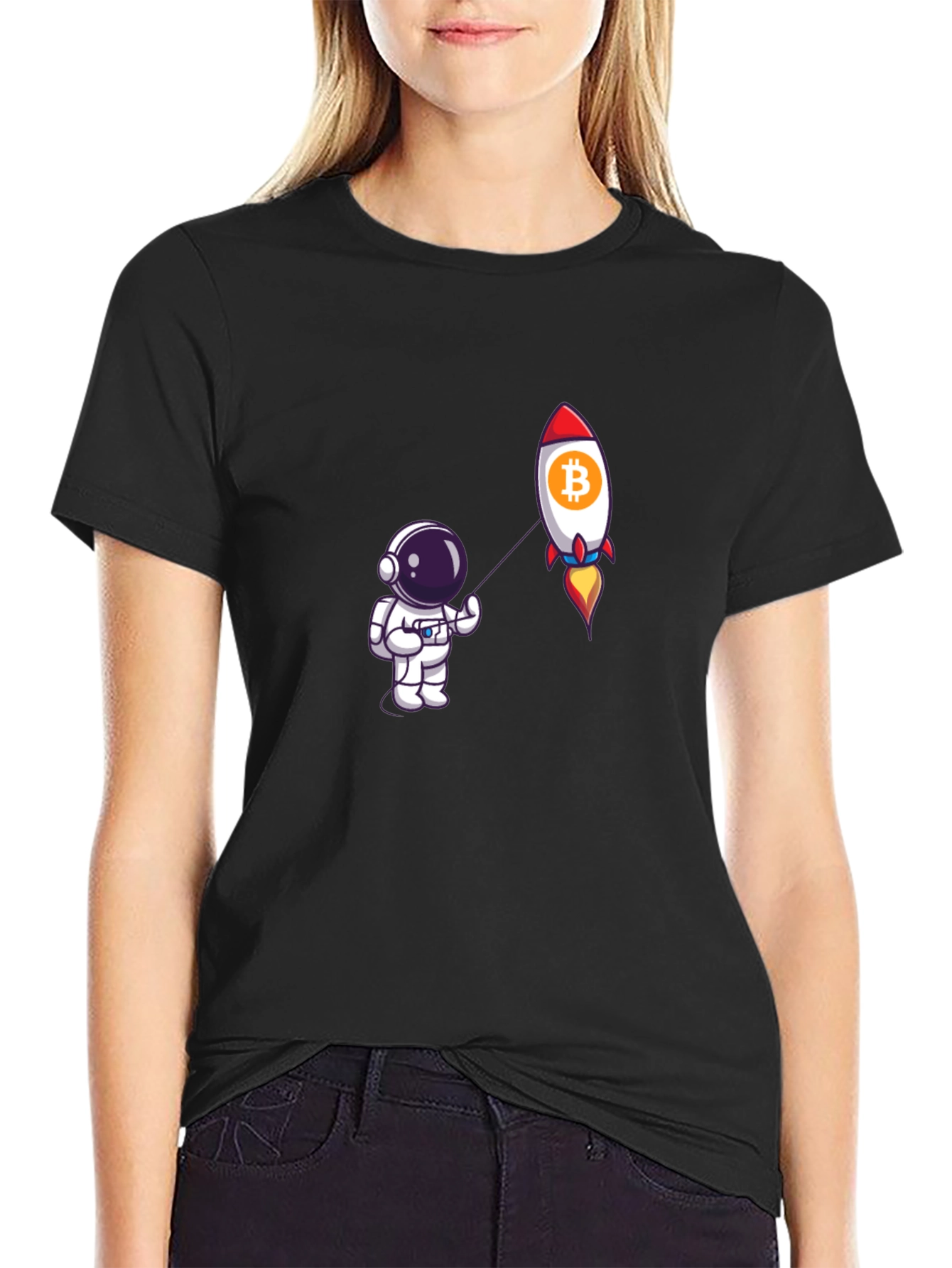 Bitcoin Rocket Astronaut Graphic Tee - Black