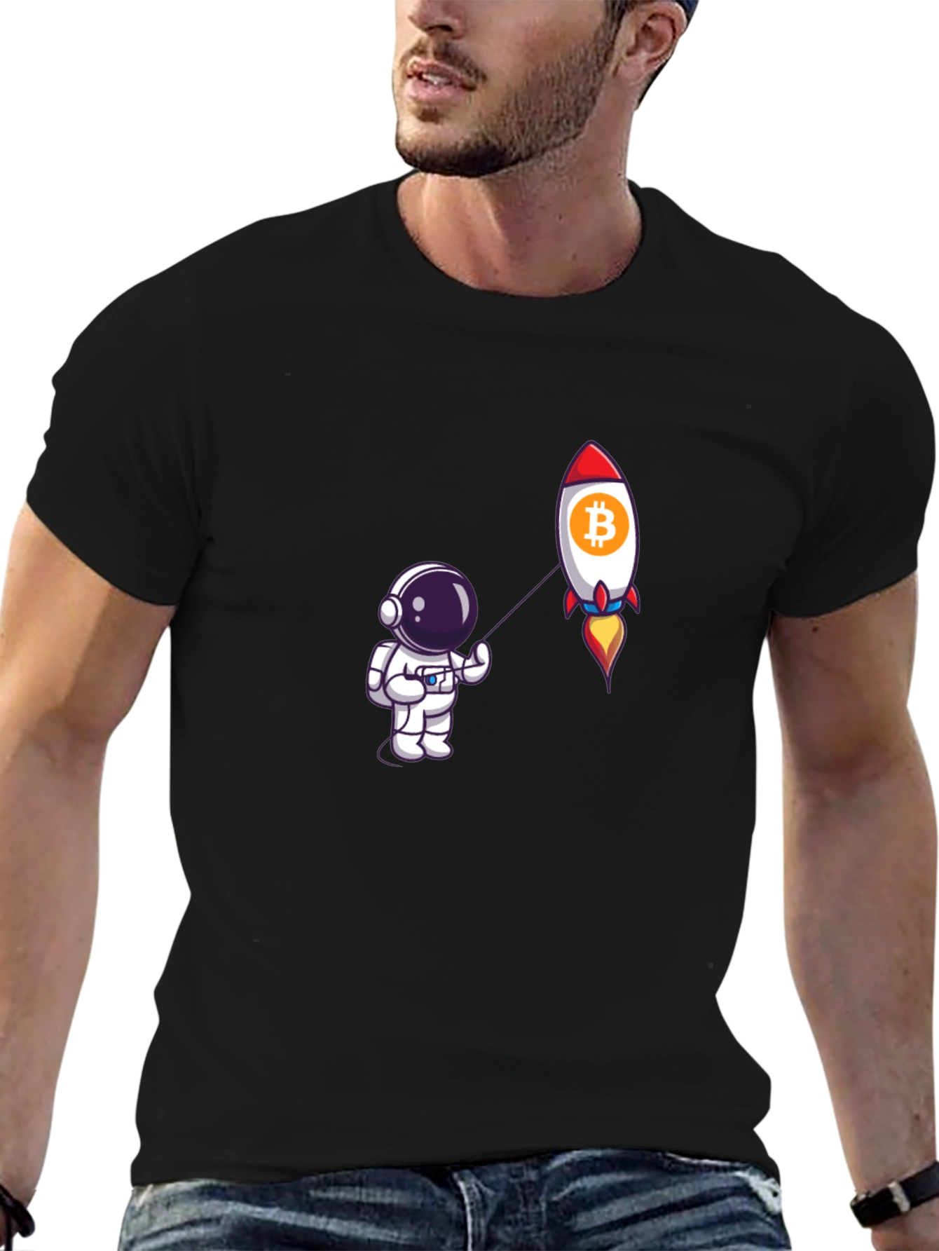Bitcoin Rocket Astronaut Graphic Tee - Black