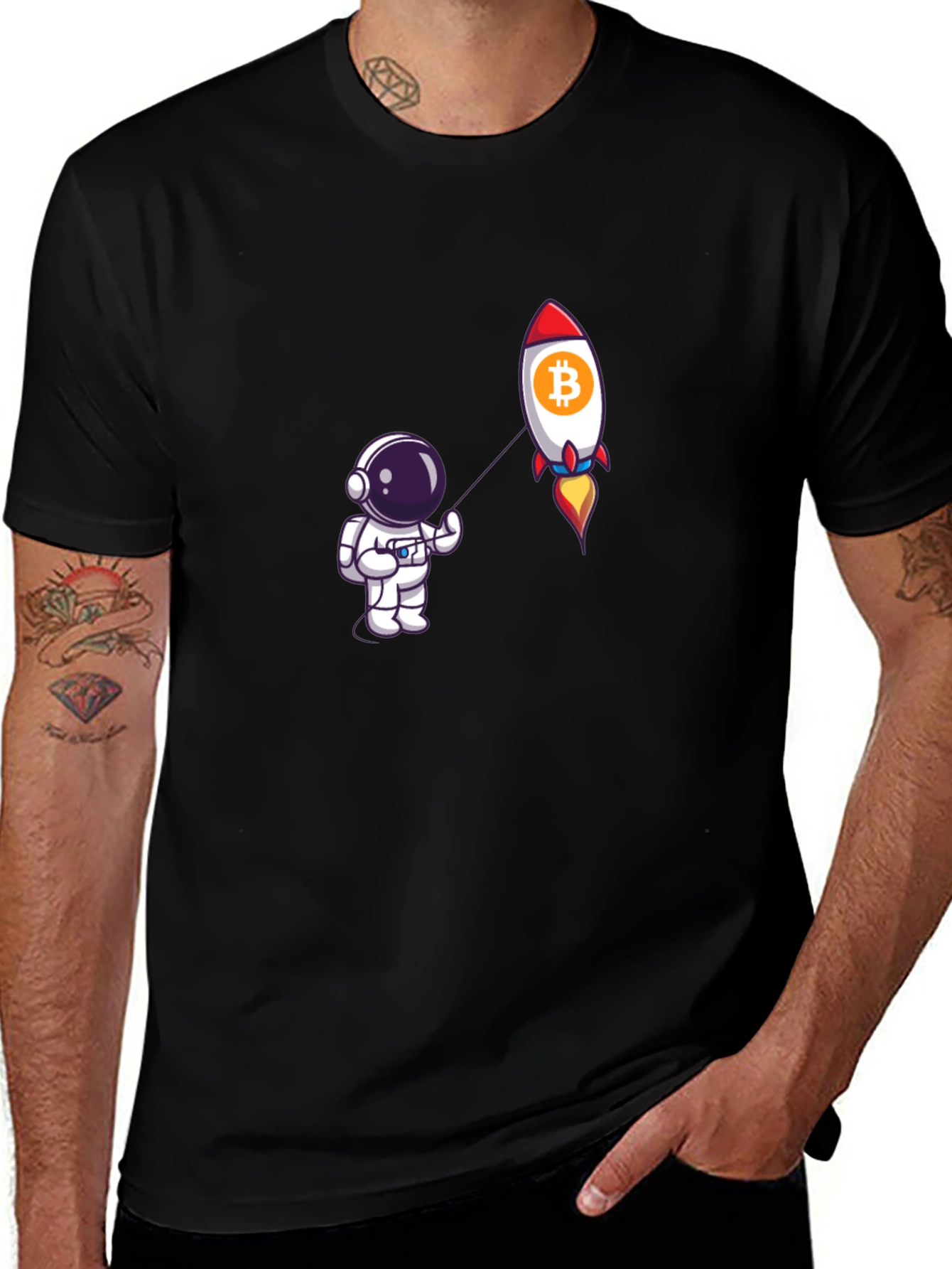 Bitcoin Rocket Astronaut Graphic Tee - Black