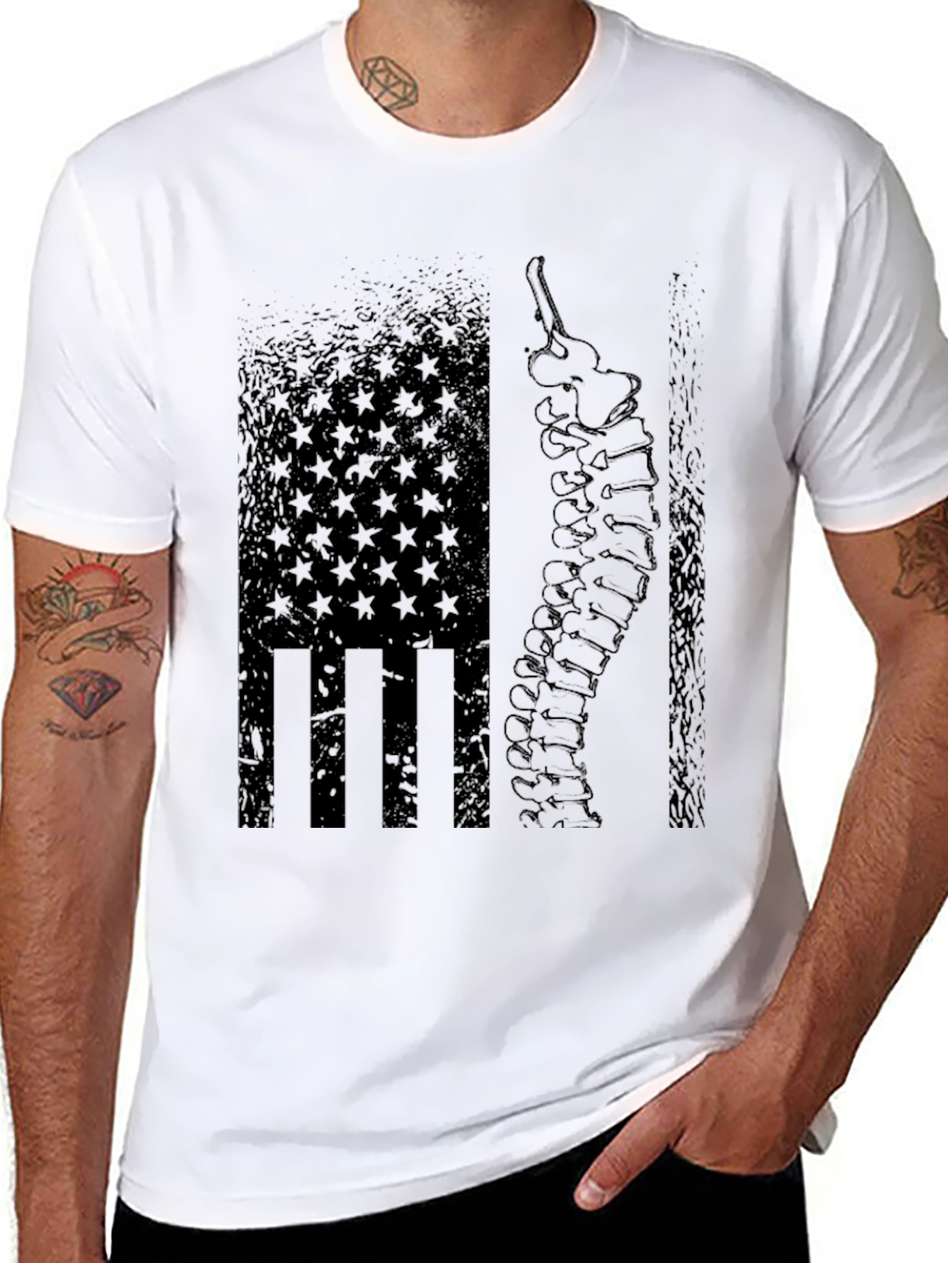 Chiropractor American Flag Spine T-Shirt