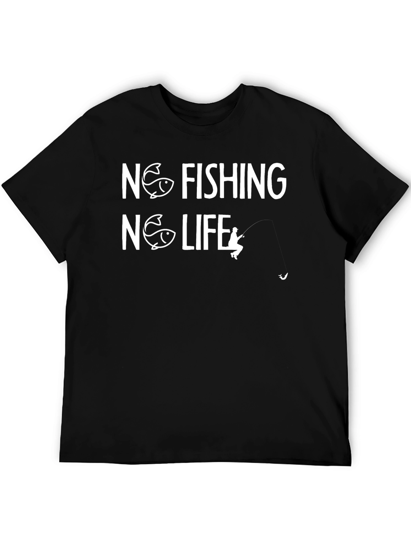 No Fishing No Life Black T-Shirt