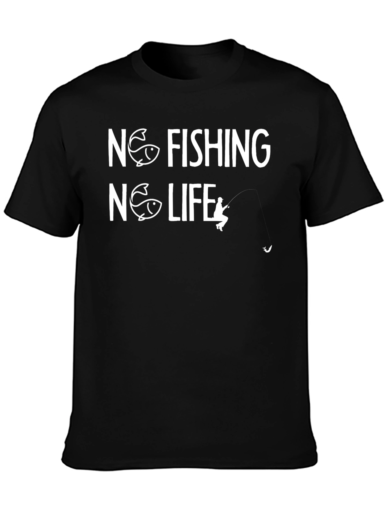 No Fishing No Life Black T-Shirt
