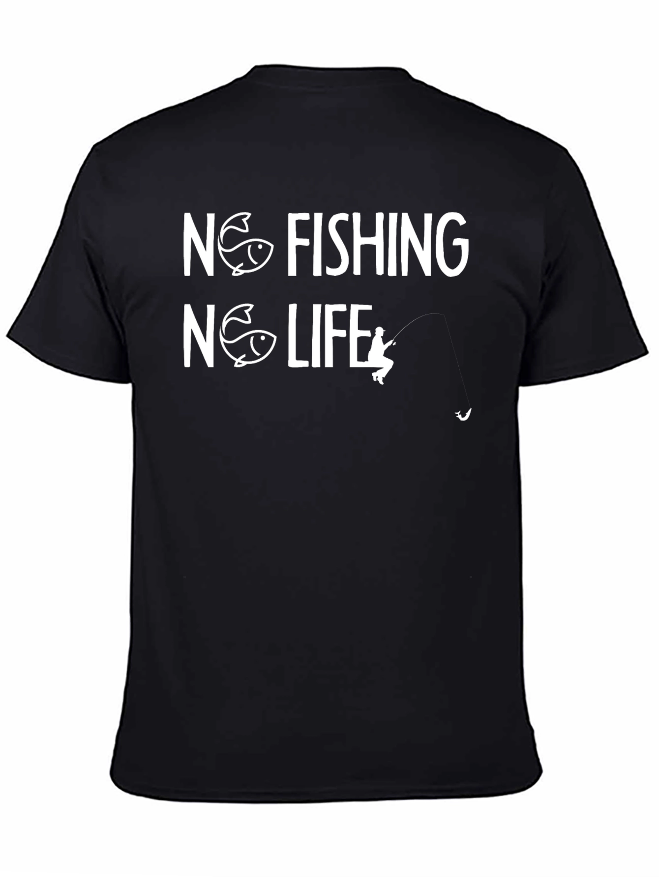 No Fishing No Life Black T-Shirt