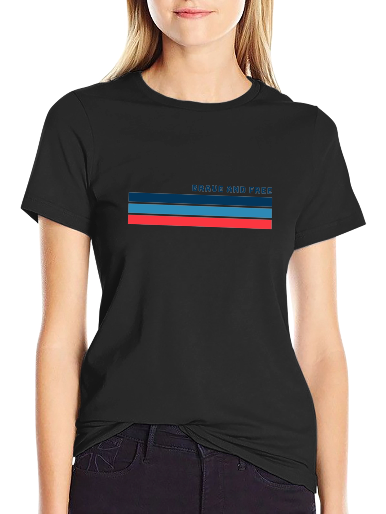 Brave and Free Graphic Tee - Stylish Black T-Shirt