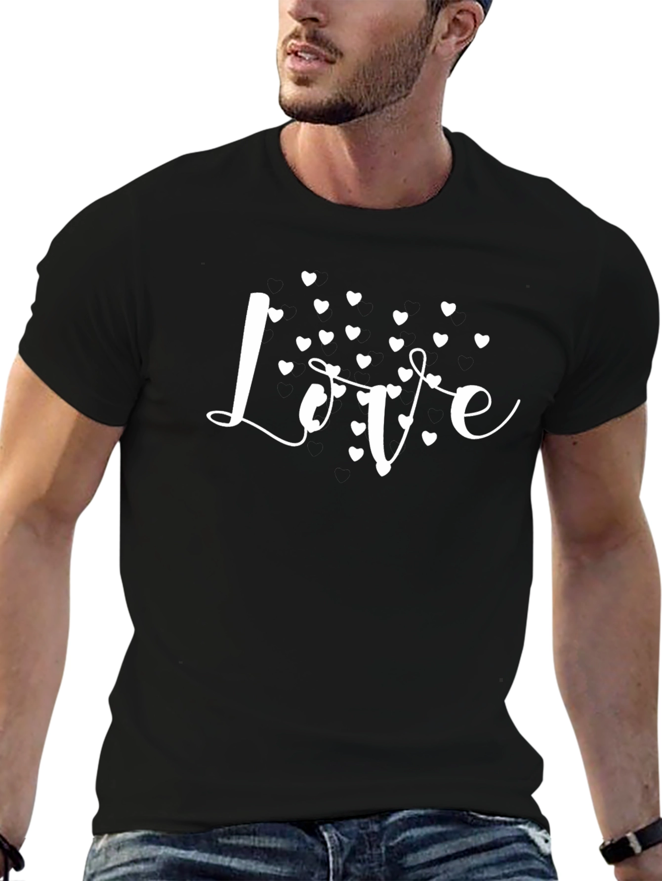 Love Heart Graphic Tee - Trendy Casual Black T-Shirt