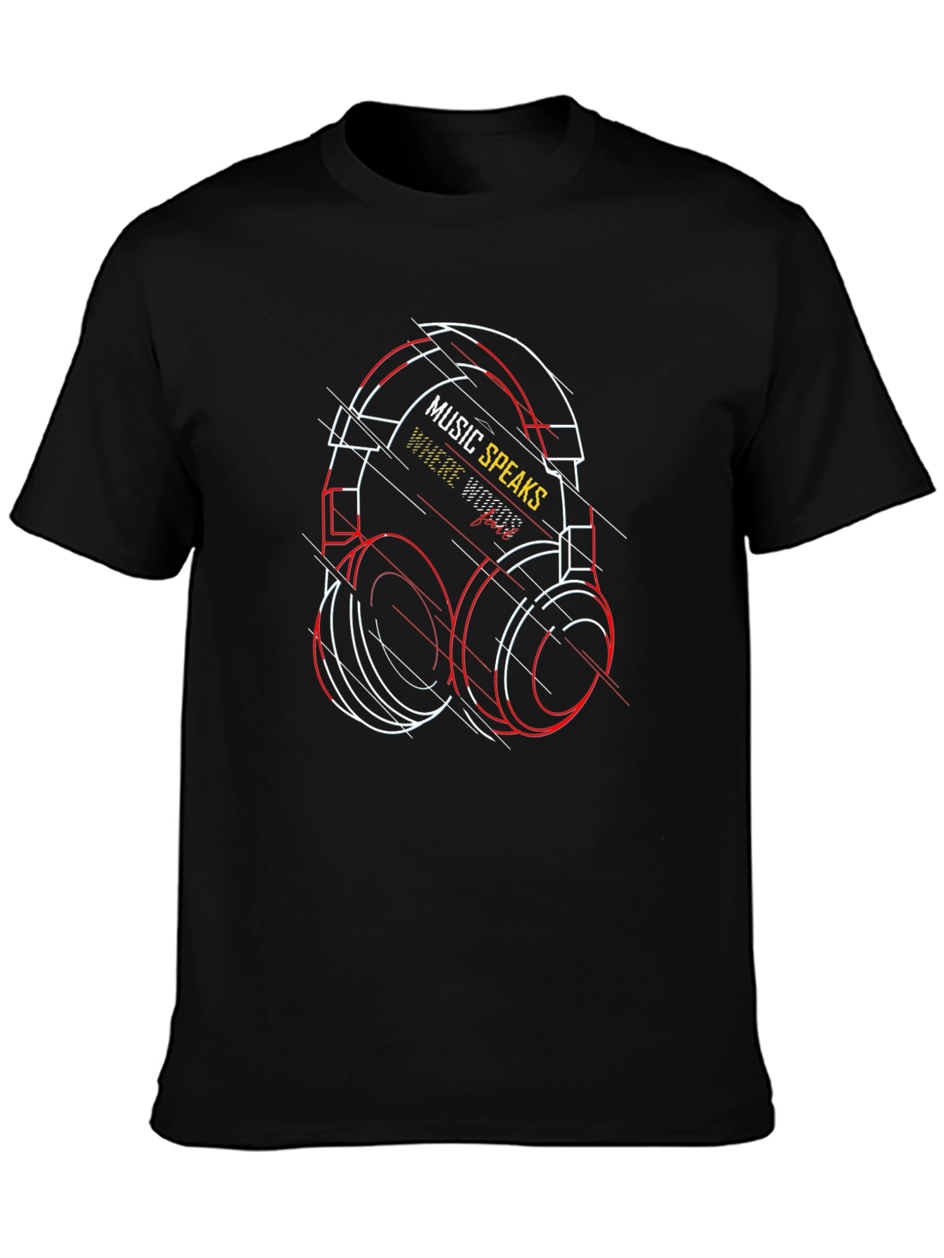 Music Speaks Graphic Tee - Black Cotton T-Shirt