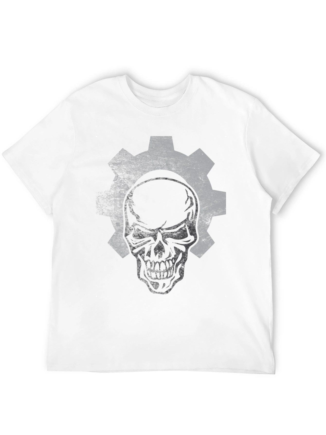 Skull Gear Graphic Print Black T-Shirt