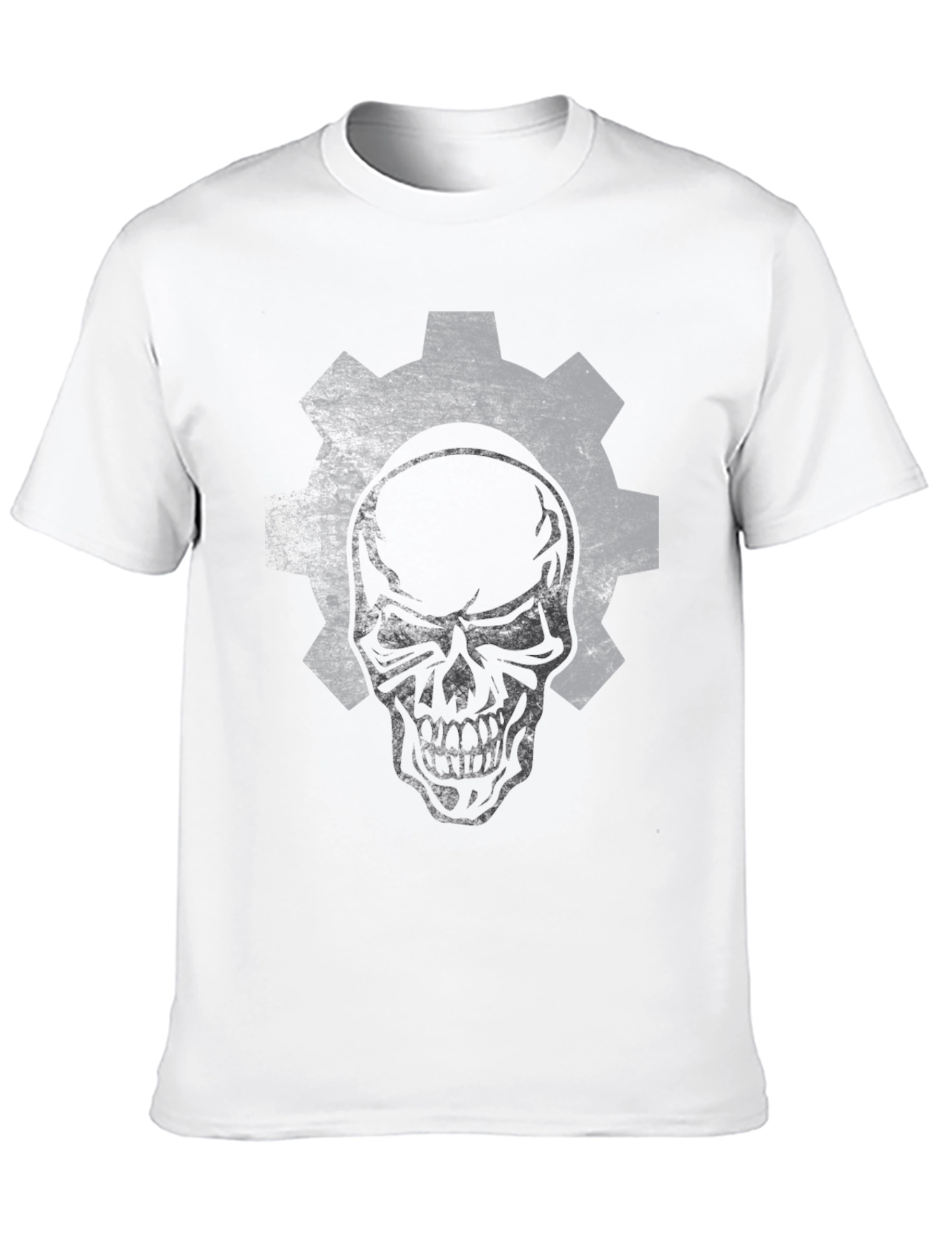 Skull Gear Graphic Print Black T-Shirt