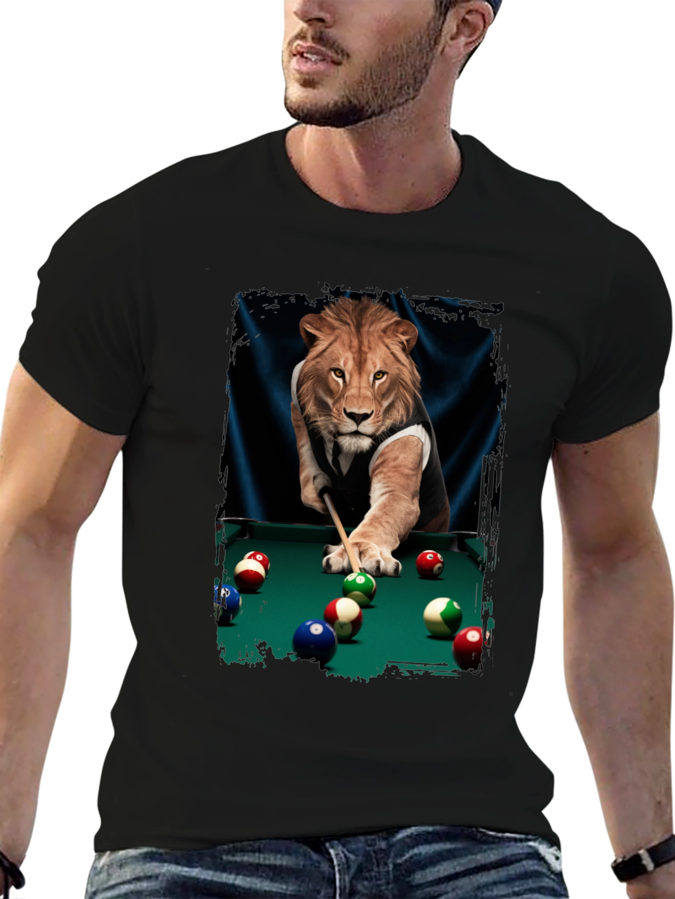 Lion Playing Pool Graphic Tee