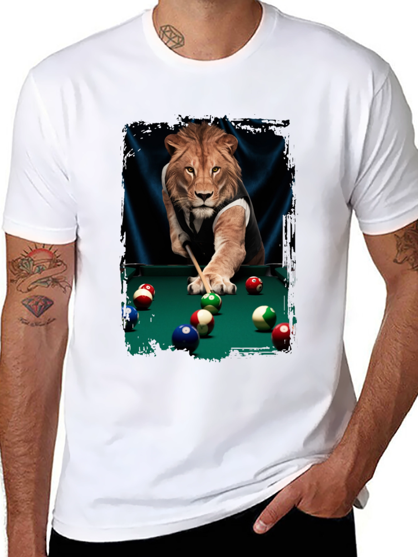Lion Playing Pool Graphic Tee