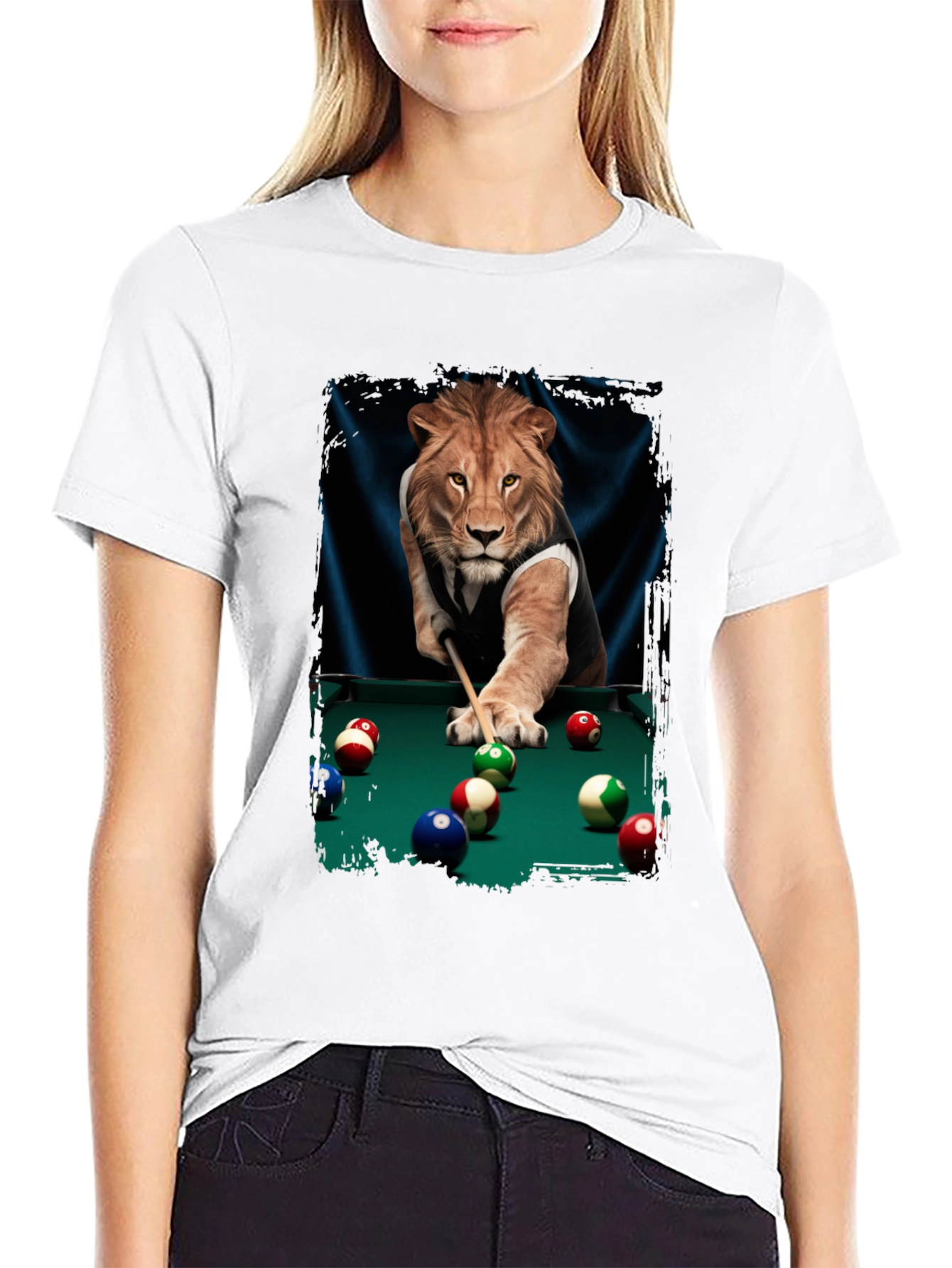 Lion Playing Pool Graphic Tee