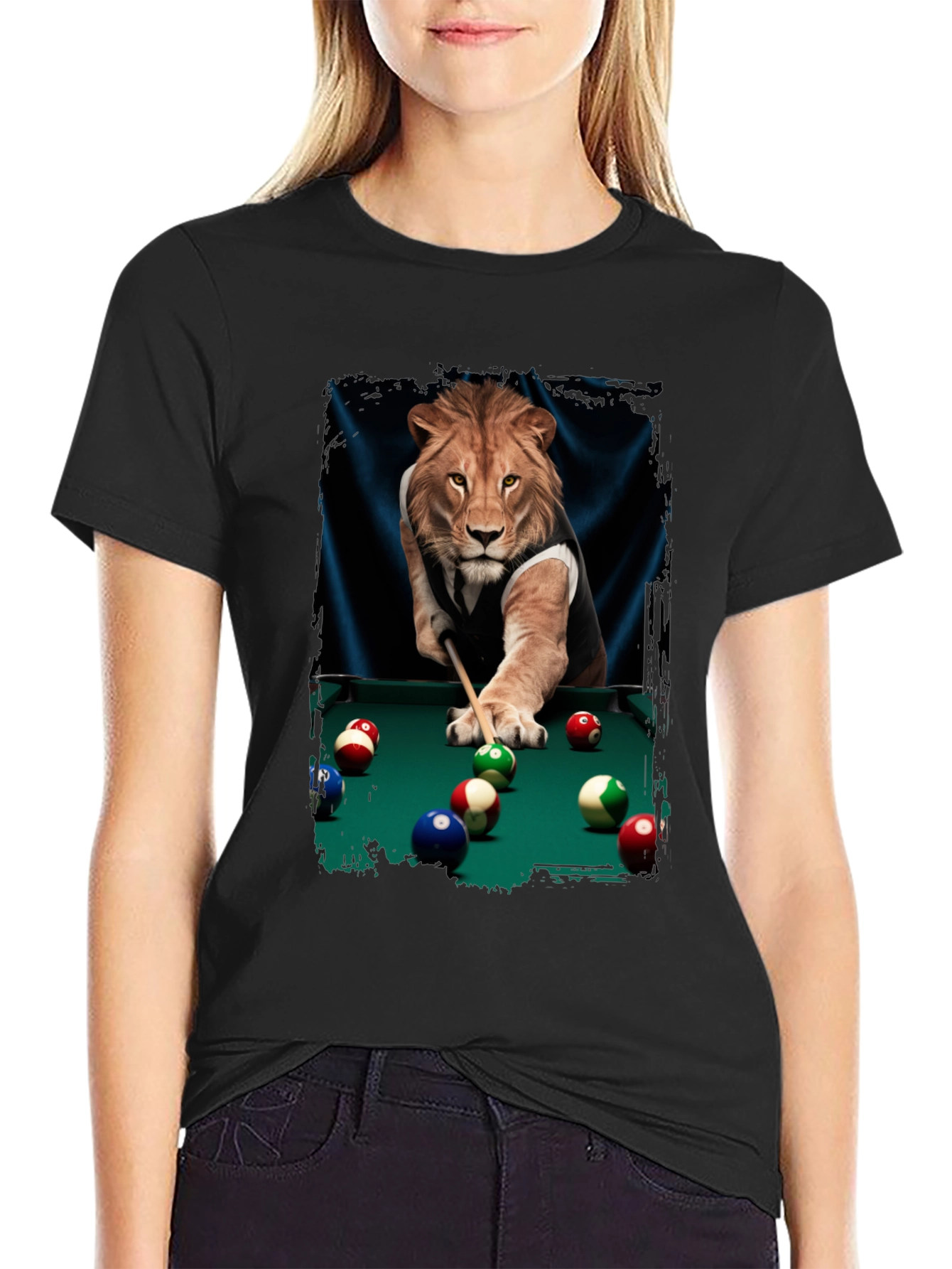 Lion Playing Pool Graphic Tee