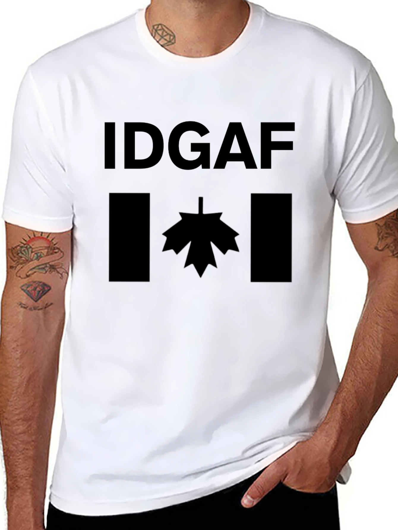 IDGAF Canada Flag Graphic T-Shirt - Black