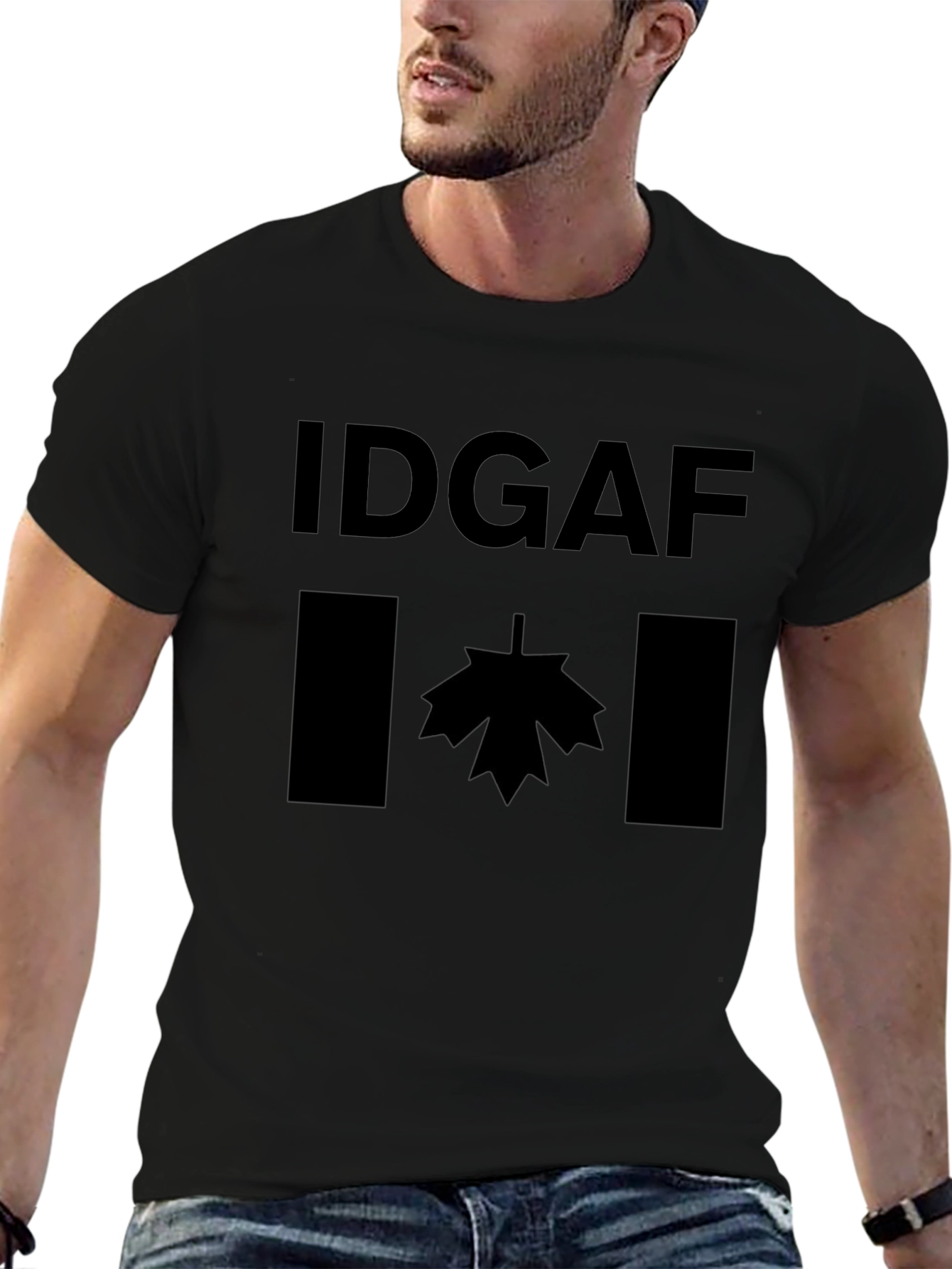 IDGAF Canada Flag Graphic T-Shirt - Black