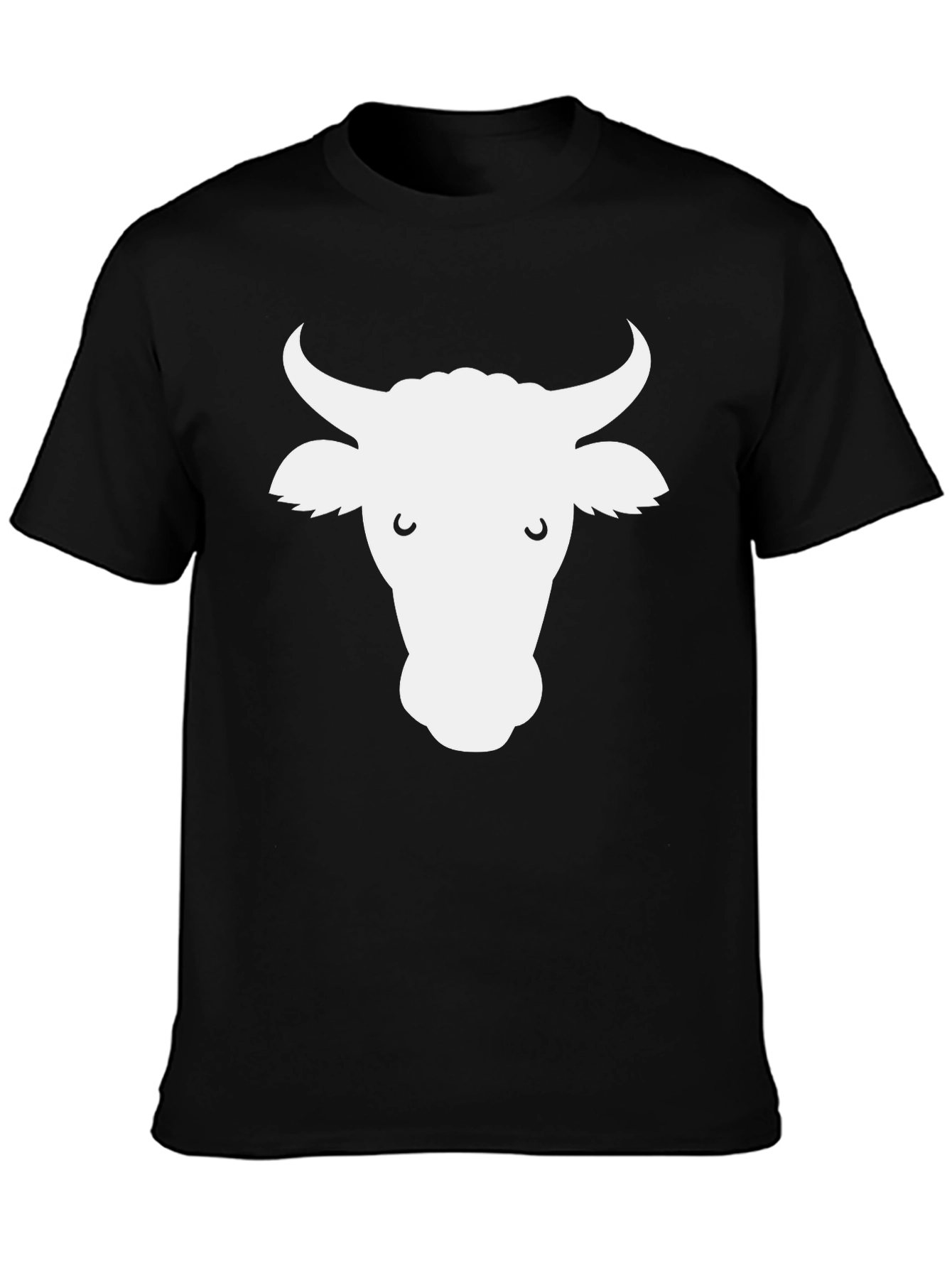 Cow Face Graphic Tee - Black Cotton T-Shirt