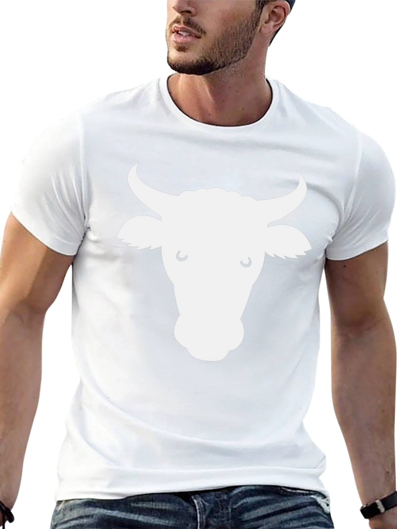 Cow Face Graphic Tee - Black Cotton T-Shirt