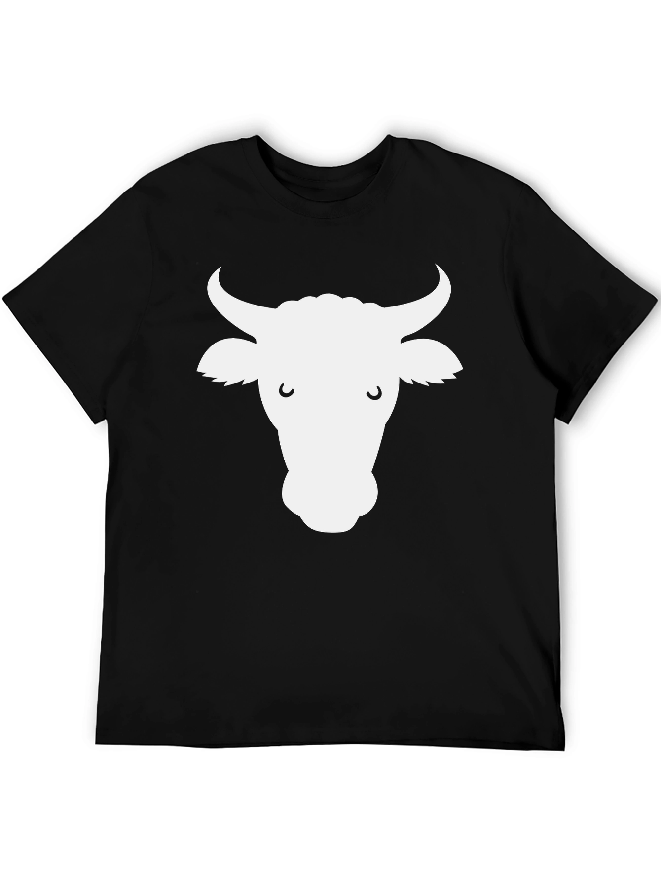 Cow Face Graphic Tee - Black Cotton T-Shirt