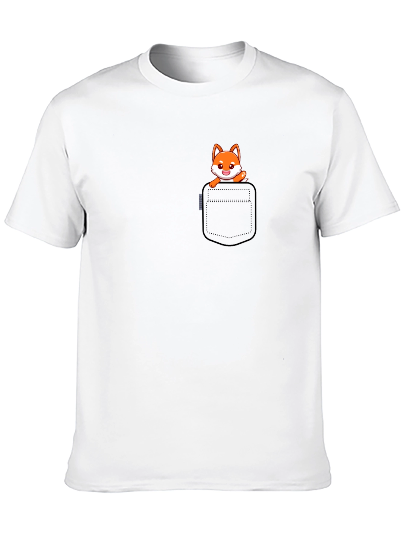 Fox in Pocket Black T-Shirt - Cute Graphic Tee