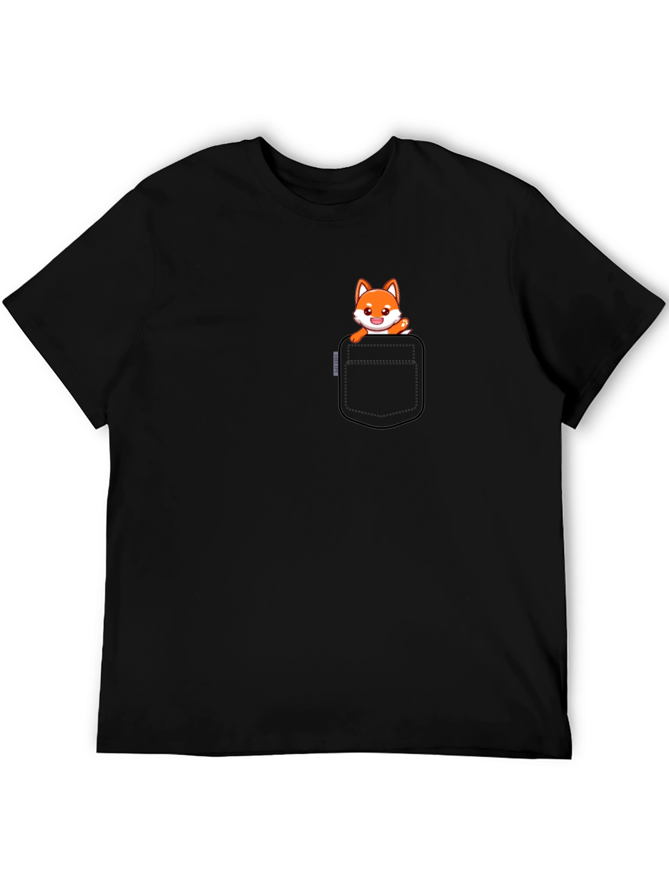 Fox in Pocket Black T-Shirt - Cute Graphic Tee