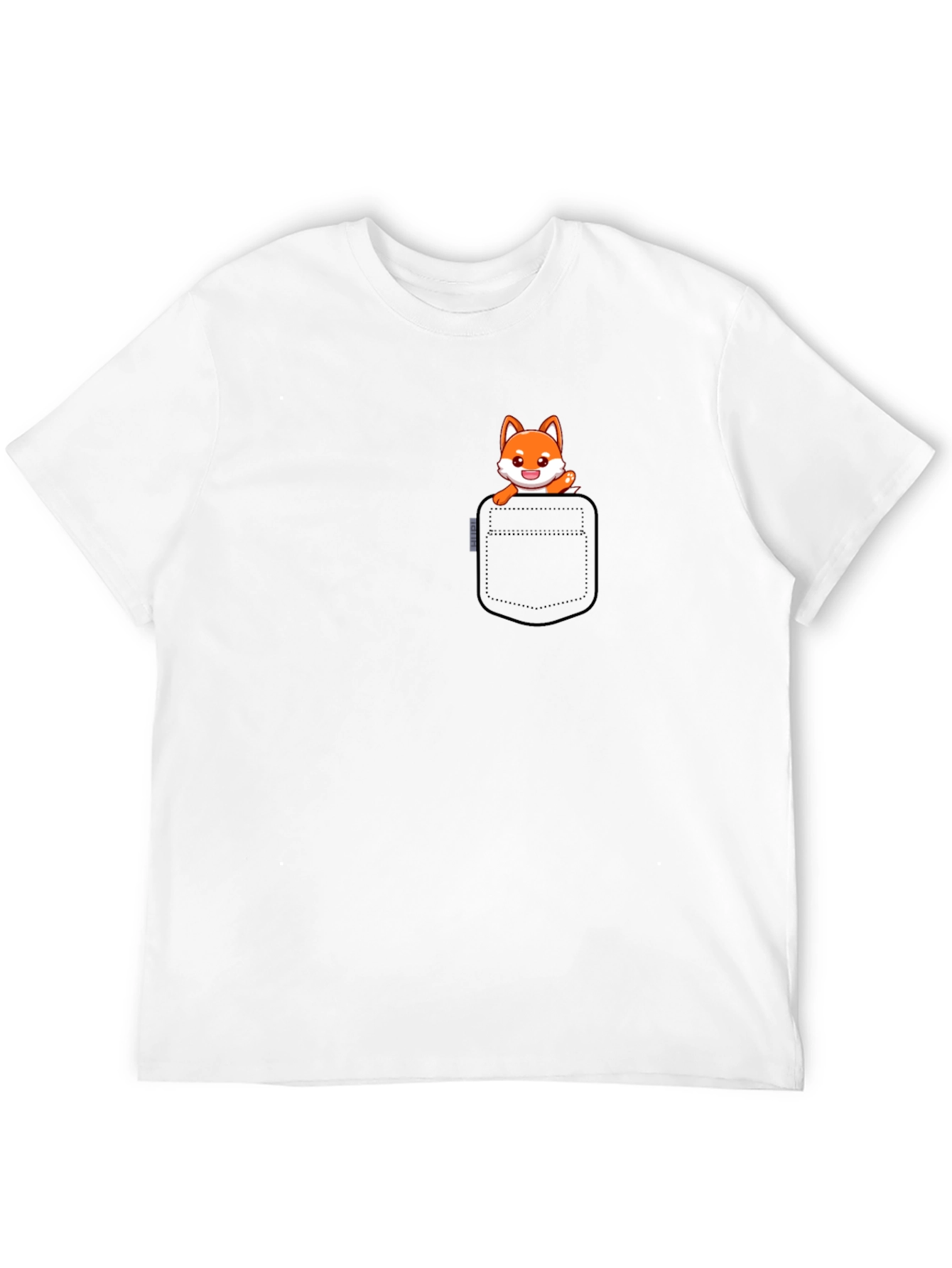 Fox in Pocket Black T-Shirt - Cute Graphic Tee