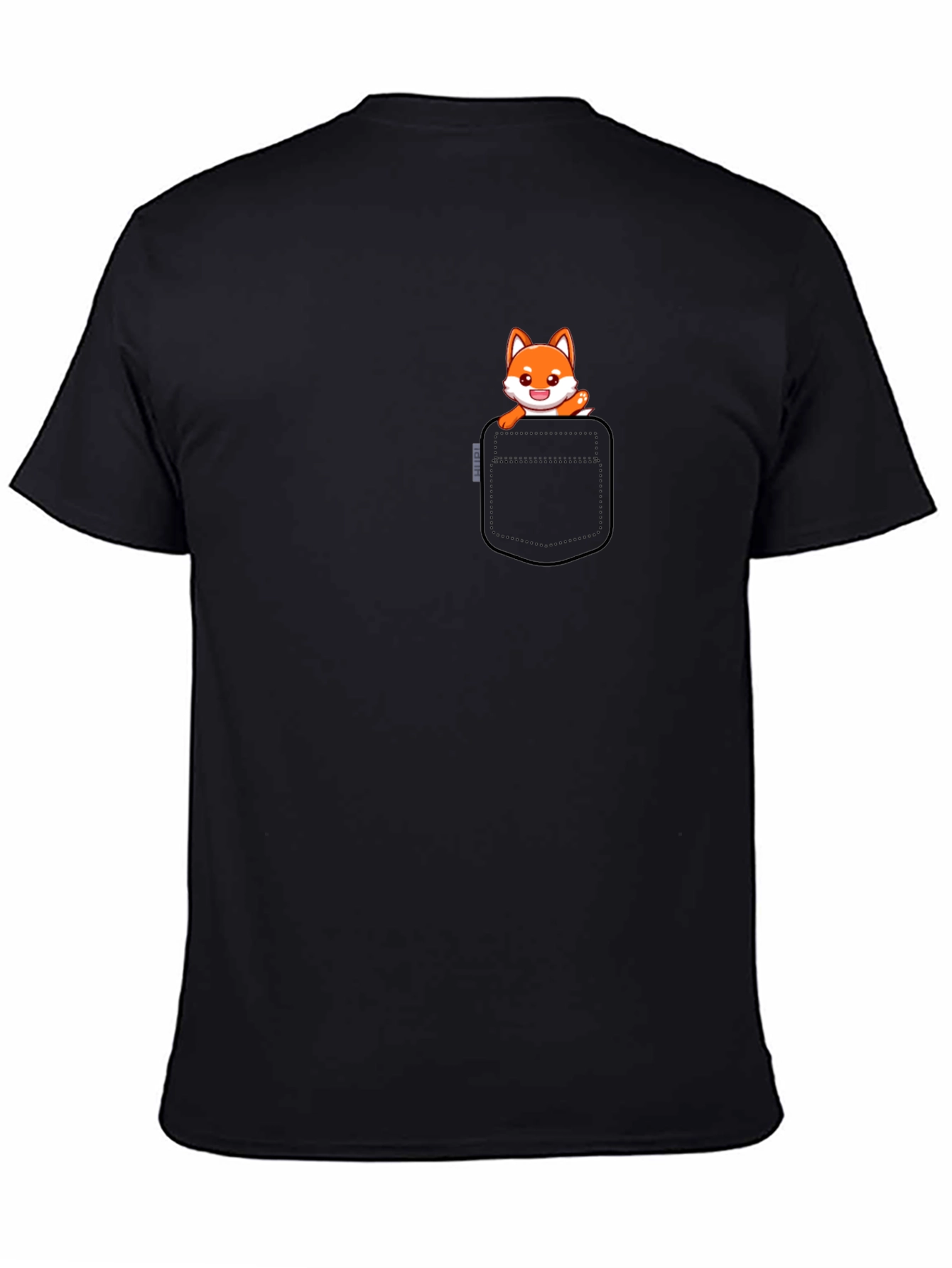 Fox in Pocket Black T-Shirt - Cute Graphic Tee