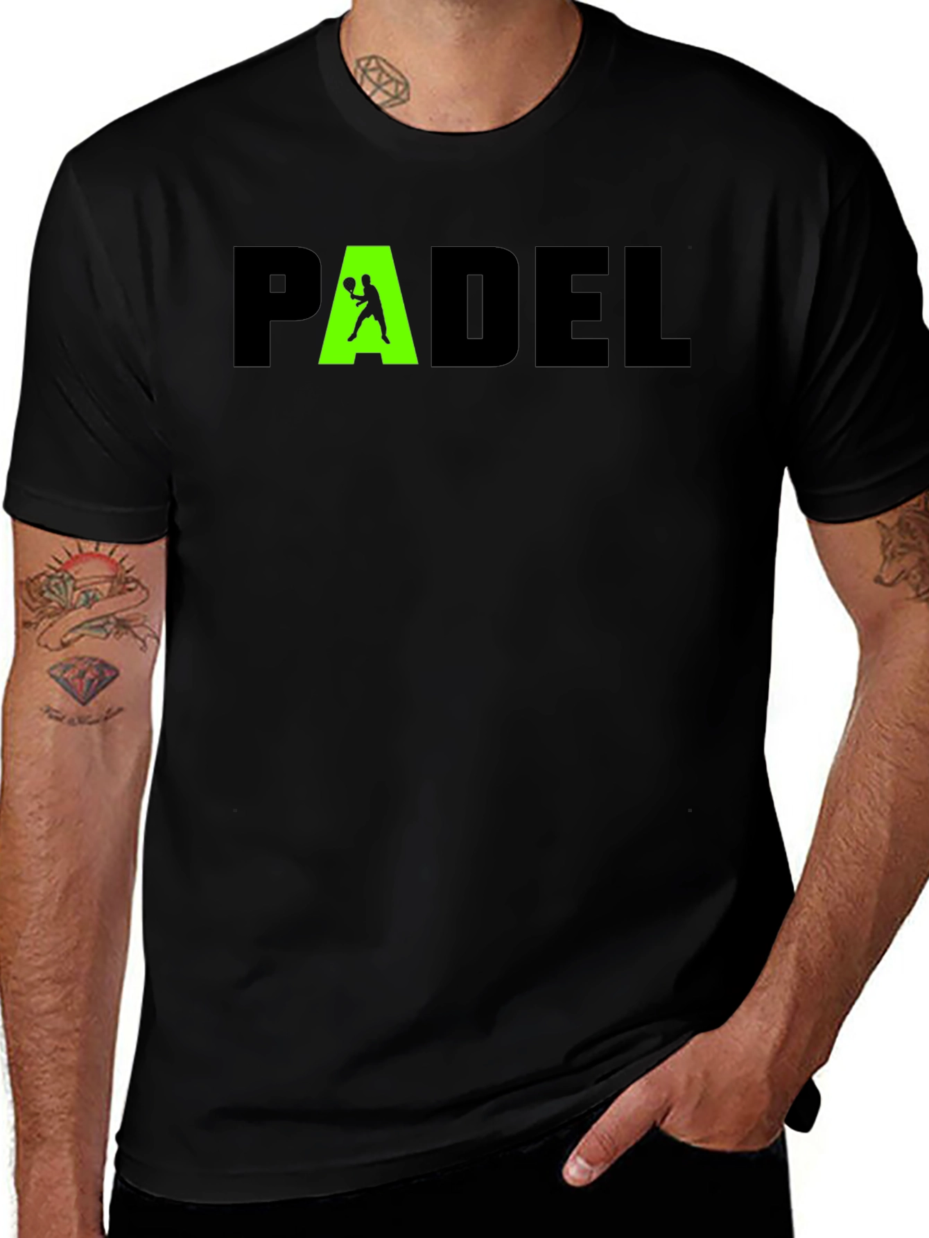 Padel Player Graphic Tee - Black Cotton T-Shirt